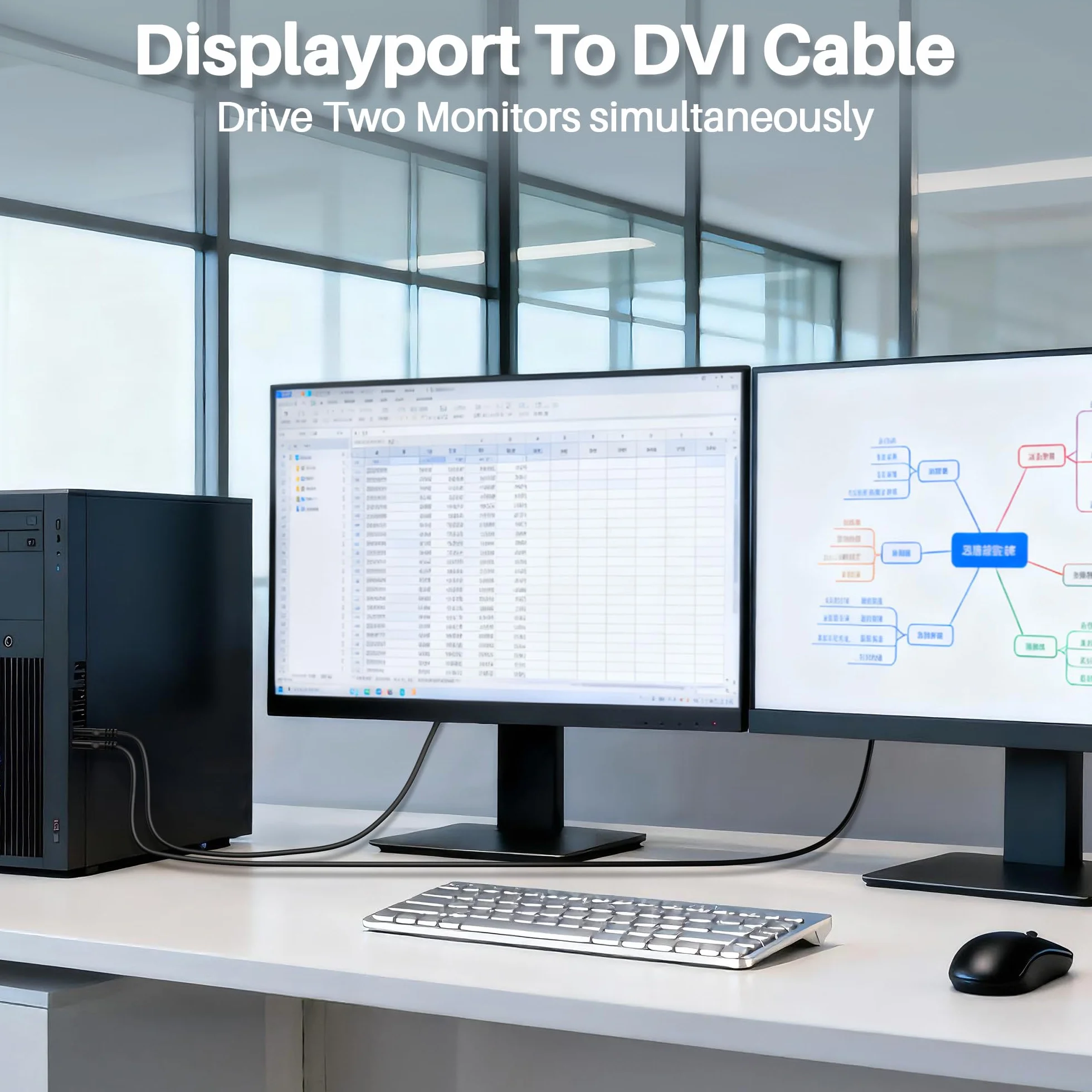 Kabel DisplayPort na DVI 1,5 m, 4K 30 Hz, jednokierunkowy kabel do monitora, wtyczka DP do DVI, kabel adaptera do komputera, laptopa, projektora, monitora, komputera, komputera stacjonarnego