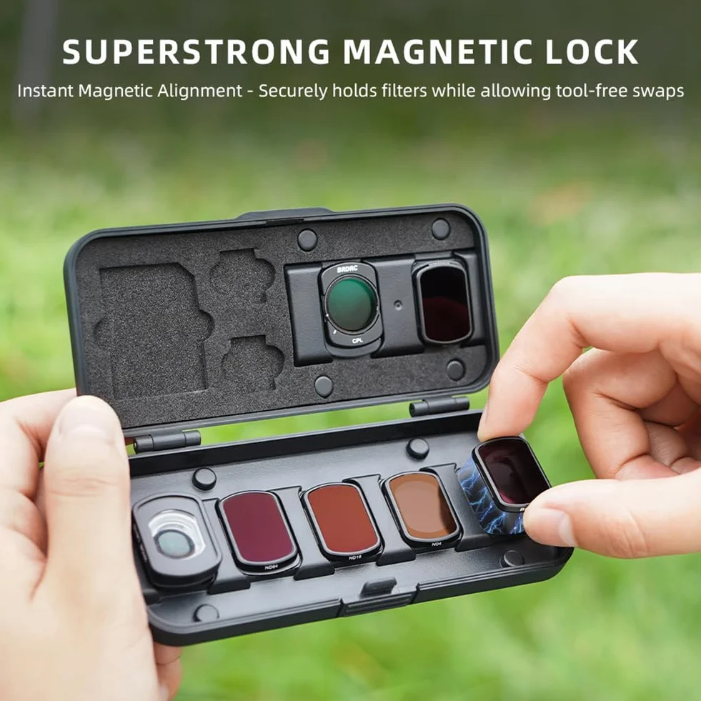 Przenośny magnetyczny etui do przechowywania na obiektywy DJI Osmo Pocket 4/3, etui na filtry obiektywu aparatu, organizer akcesoriów do aparatu, etui podróżne może pomieścić 7 kieszeni, 3