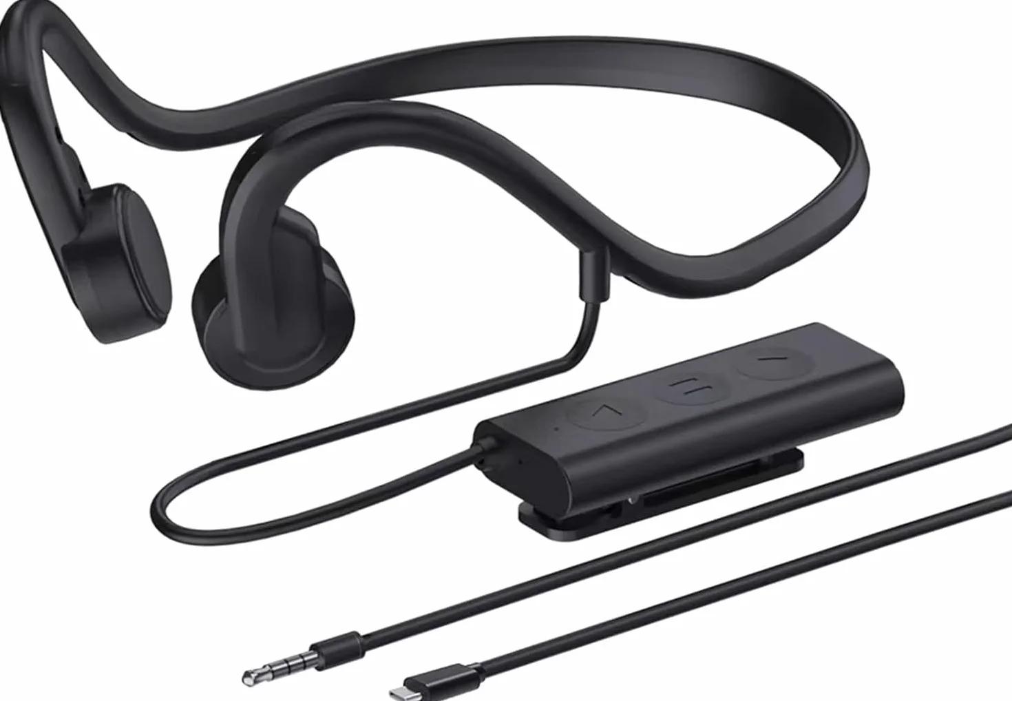 3,5 mm/typ C, przewodowe słuchawki z przewodem kostnym, otwarte słuchawki z mikrofonem, IP68, odporne na pot, do biegania, jazdy na rowerze, treningu, wędrówek, siłowni