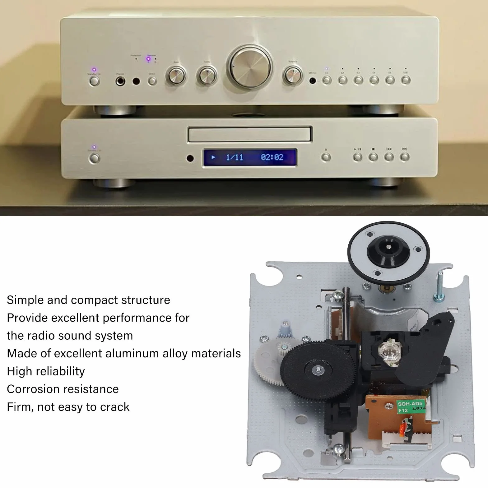 SOH AD5 Optyczna Soczewka Lasera Pickup Pasmo światła Widzialnego Głowica Laserowa System Audio ze Stopu Aluminium Optyczna Soczewka Lasera Wymiana dla Odtwarzaczy CD VCD