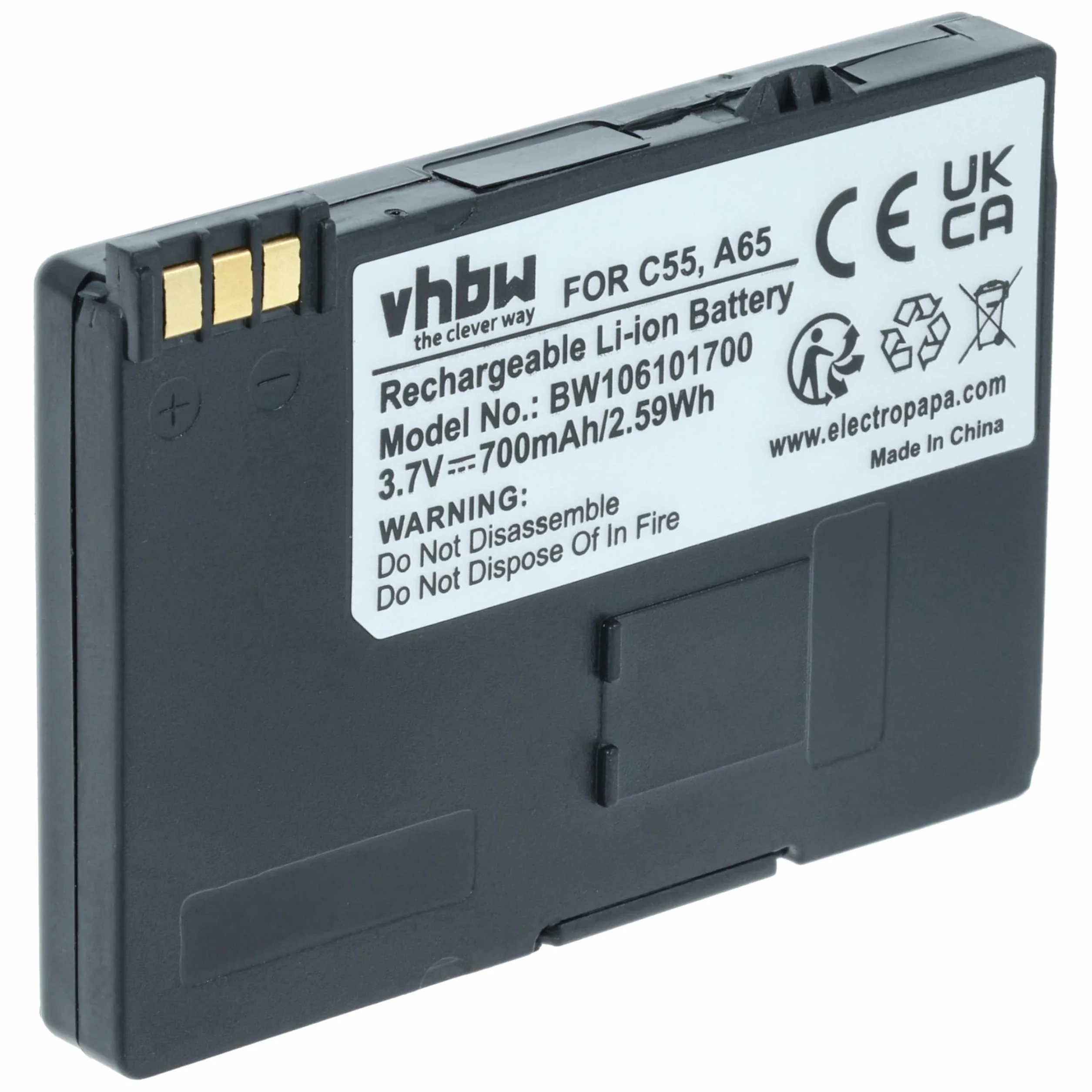 vhbw Bateria kompatybilna z telefonami Siemens A51, A52, A55, A57, A58, A60, A62, A65, A70, A75, C55, C57, C58, C60, CL60, M55, MC60, S55, SC60 (700 mAh)