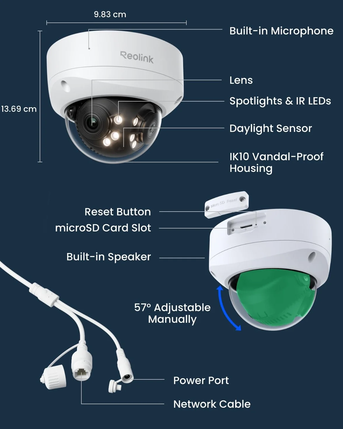 Reolink Panoramiczna kamera bezpieczeństwa 16MP UHD 180° z podwójnym obiektywem PoE, śledzenie ruchu, kolorowy noktowizor, inteligentne wykrywanie, dwukierunkowe audio, IK10 wandaloodporna, Duo 3V PoE