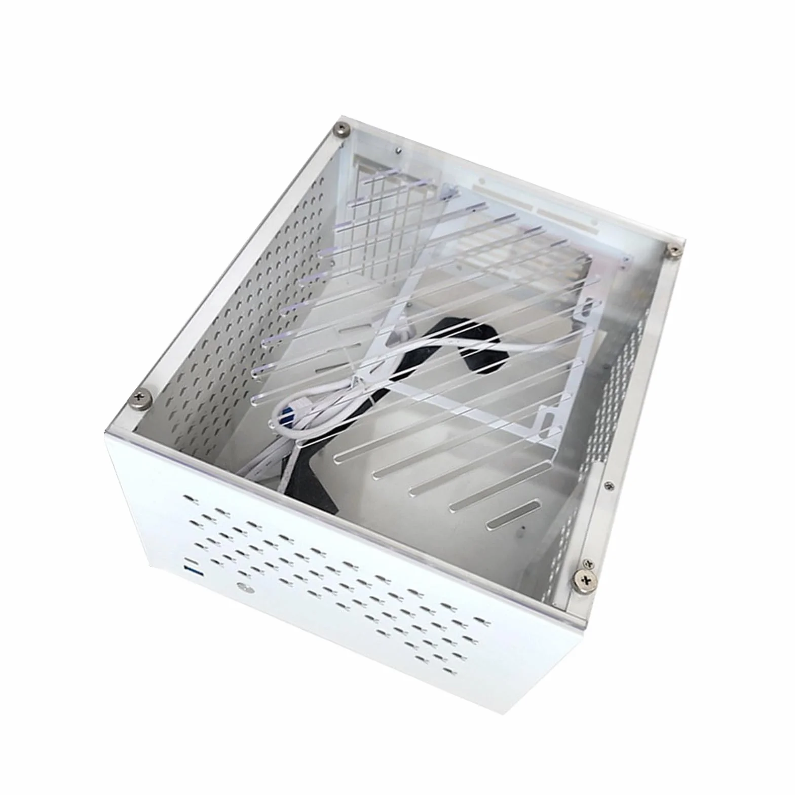 Asixxsix Obudowa Komputera ITX w Małej Obudowie, Przezroczysty Panel Boczny MATX/ITX, Obsługuje płytę główną 190 X 220 Mm i 170 X 170 Mm, Procesor Graficzny do 280, 3 Gniazda PCI, Zasilacz ATX do