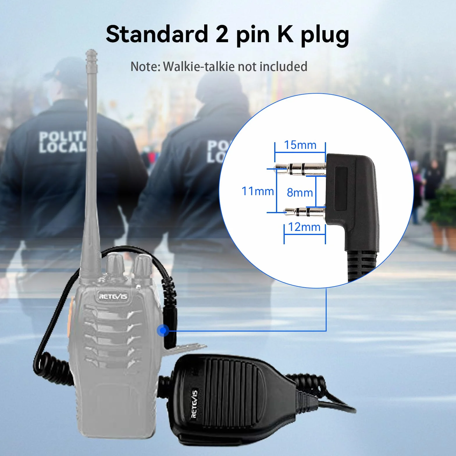 Głośnik Ręczny Retevis 2-Stykowy Radiotelefon Zdalny Głośnik Mikrofon Kompatybilny z Walkie Talkie Retevis RT24 RT28 RT27 Baofeng BF-888S UV-5R KENWOOD WOUXUN HYT TYT (2 Szt.)
