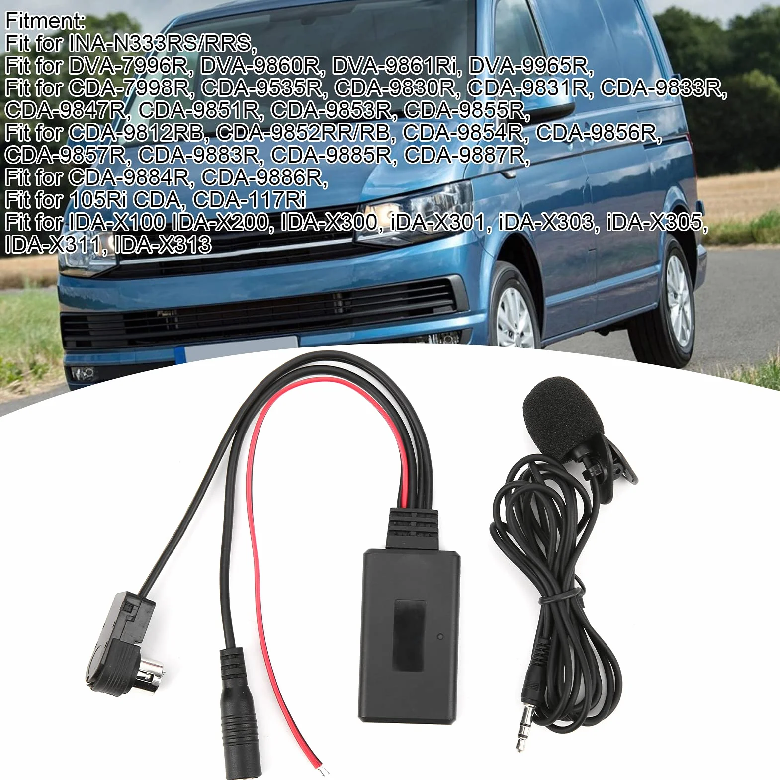 Akozon Adapter Bluetooth AUX, Samochodowy Kabel AUX Bluetooth 5.0 z Mikrofonem Pasuje do Alpine KCA-121B AI-NET CDA-9857 CDA-9886 CDA-117