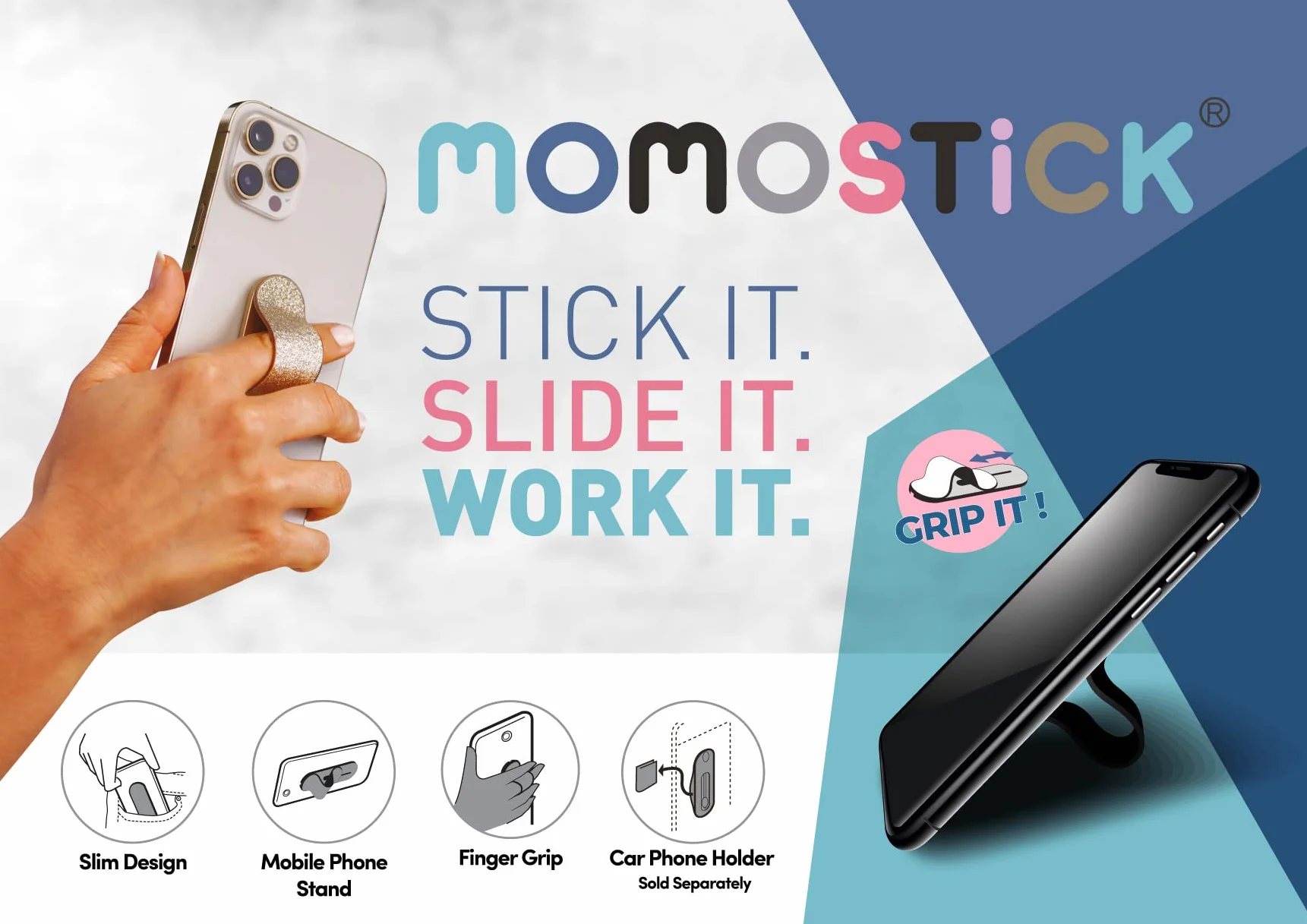 Momostick oryginalny uchwyt na palec do smartfona pierścień do iPhone Samsung Huawei