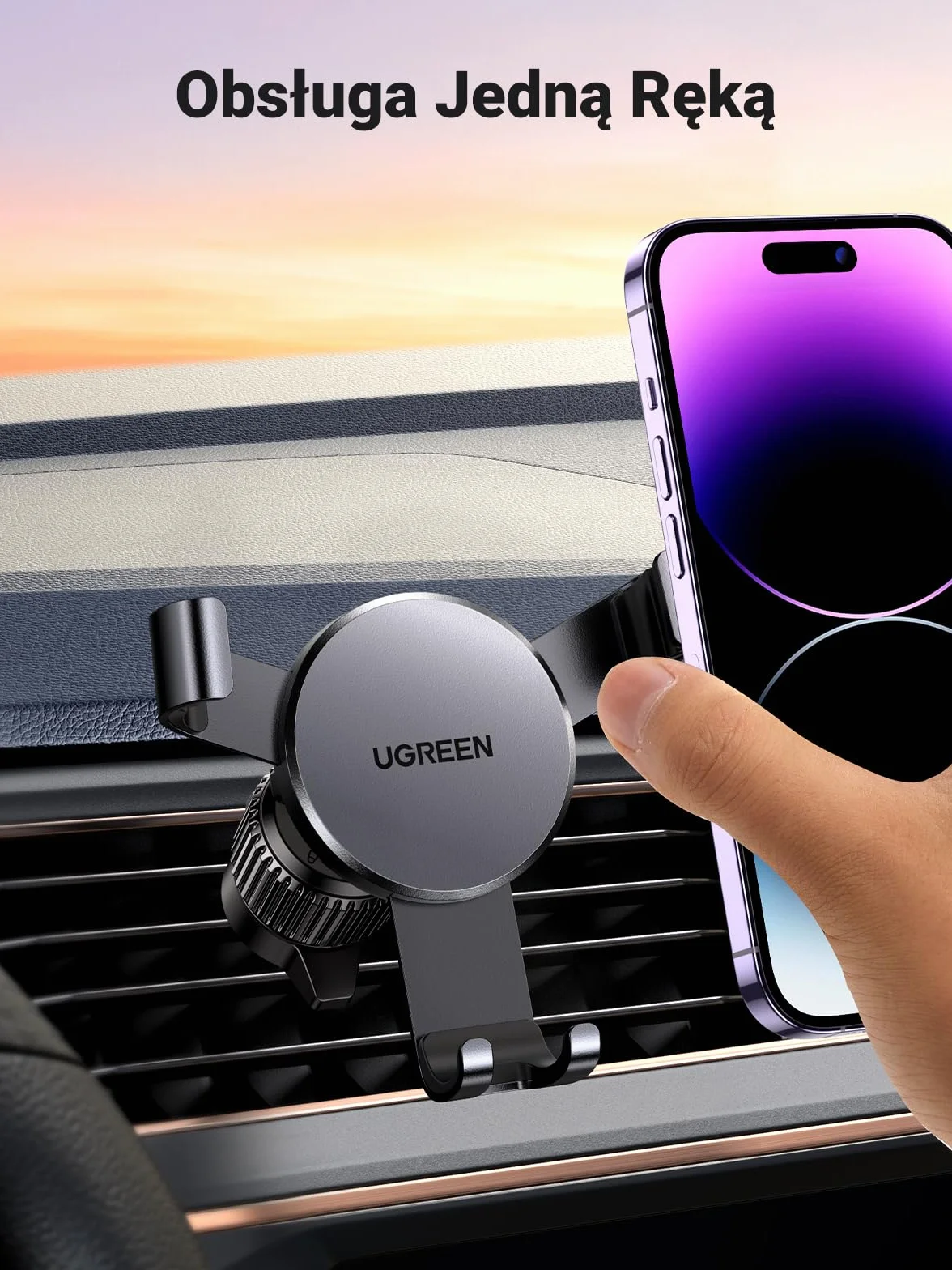 UGREEN Uchwyt Samochodowy na Telefon Kompatybilny z iPhone 14 13 12 Pro Max Galaxy S22 S21 S20 Huawei P30 P20