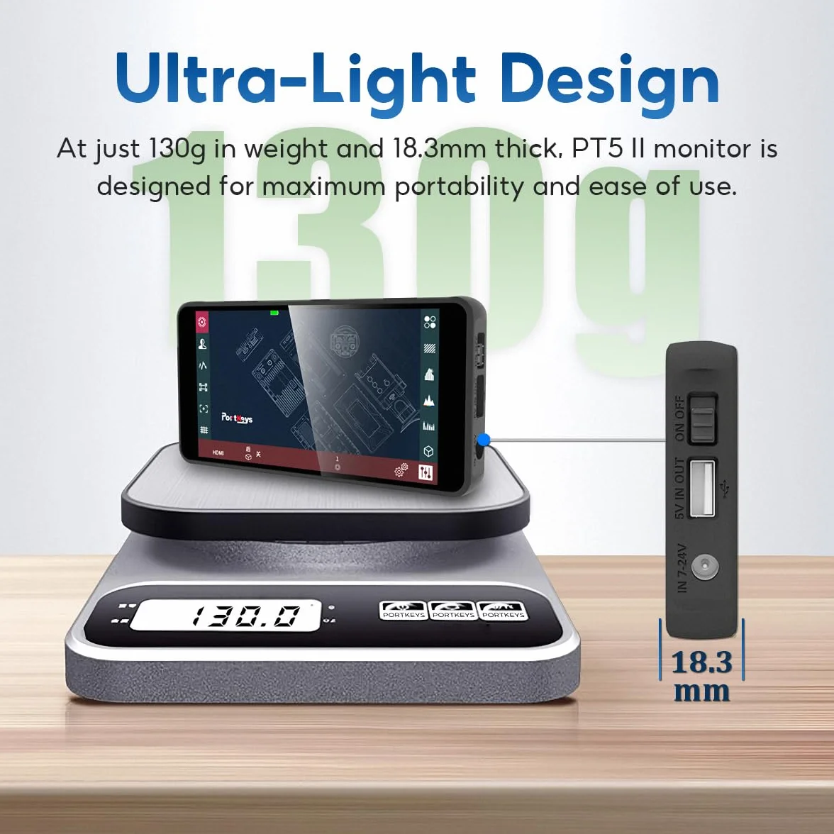 Portkeys PT5 II 5" Monitor Podglądowy z Ekranem Dotykowym, Jasność 500 nitów, Obsługa 3D LUT, Fale Luma/RGB, Wyjście HDMI 4K, Full HD dla Lustrzanek i Bezlusterkowców | Obsługa 3D LUT, Fale Luma/RGB, Full HD, Dla Lustrzanek, Wyjście HDMI 4K