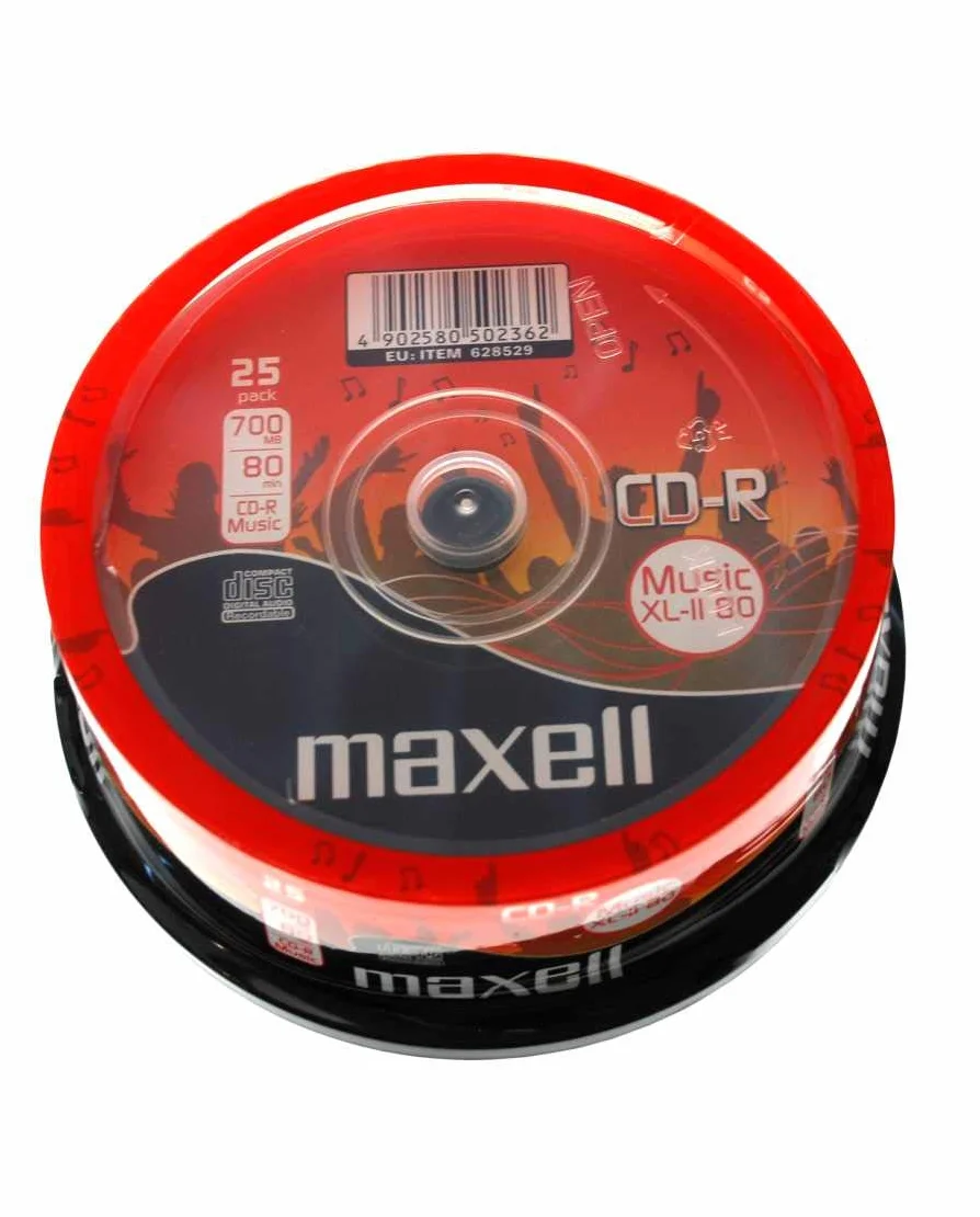 Maxell 628523.59.GB Płyty Cd-R, Czerwony/Czarny, 25 Sztuk