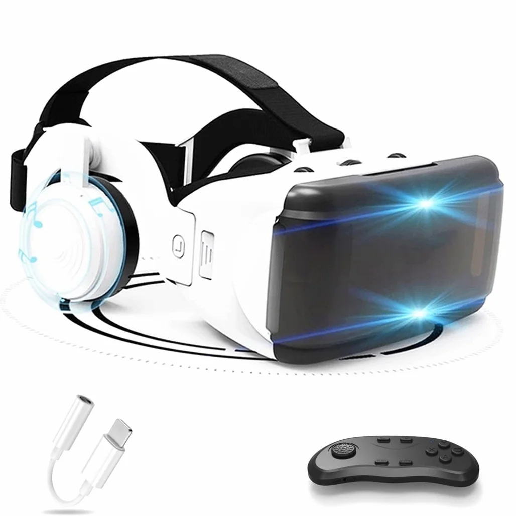 Okulary 3D, Virtual Reality, zestaw słuchawkowy, ochrona oczu, okulary VR do filmów 3D i gier, kontroler Bluetooth do iPhone 13 Pro Max/13 Pro/13/12/11, do Samsung Galaxy S21, Huawei, X. iaomi-Seria nie