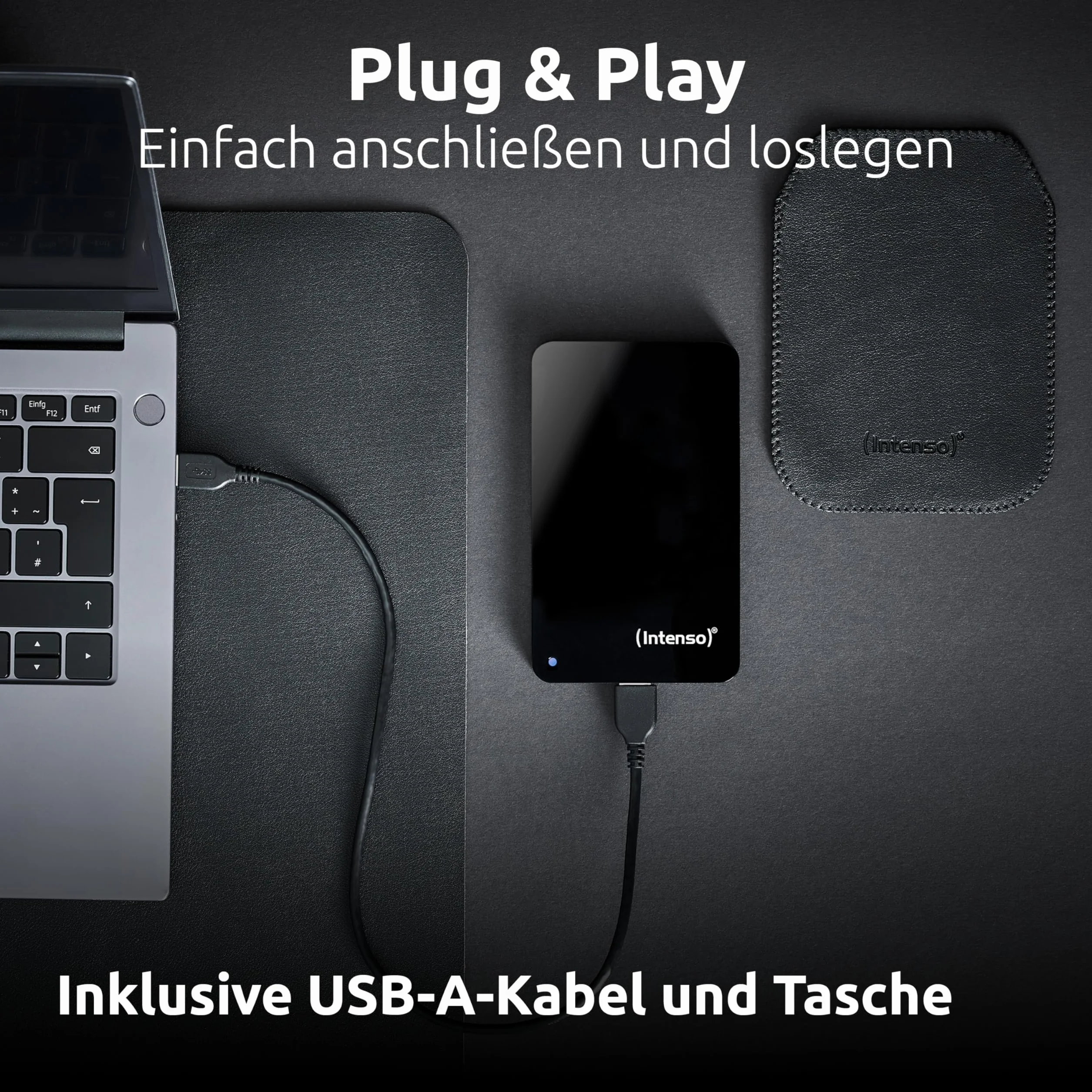 Intenso Memory Drive Portable Hard Drive 4 TB, przenośny zewnętrzny dysk twardy z torbą - 2,5 cala, 5400 obr./min, pamięć podręczna 8 MB, USB 3.0 czarny
