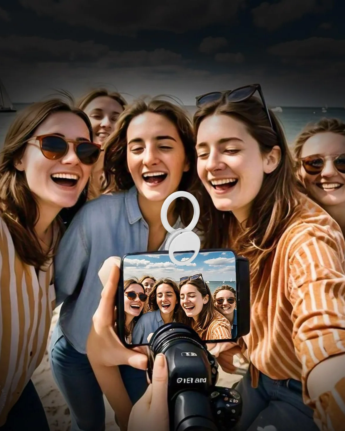 Ring Light Telephone biały, regulowana temperatura barwowa 3000 K - 7000k, 5-biegowa regulowana jasność, do selfie, laptopa/tabletu, Youtube, Tiktoka, wideo