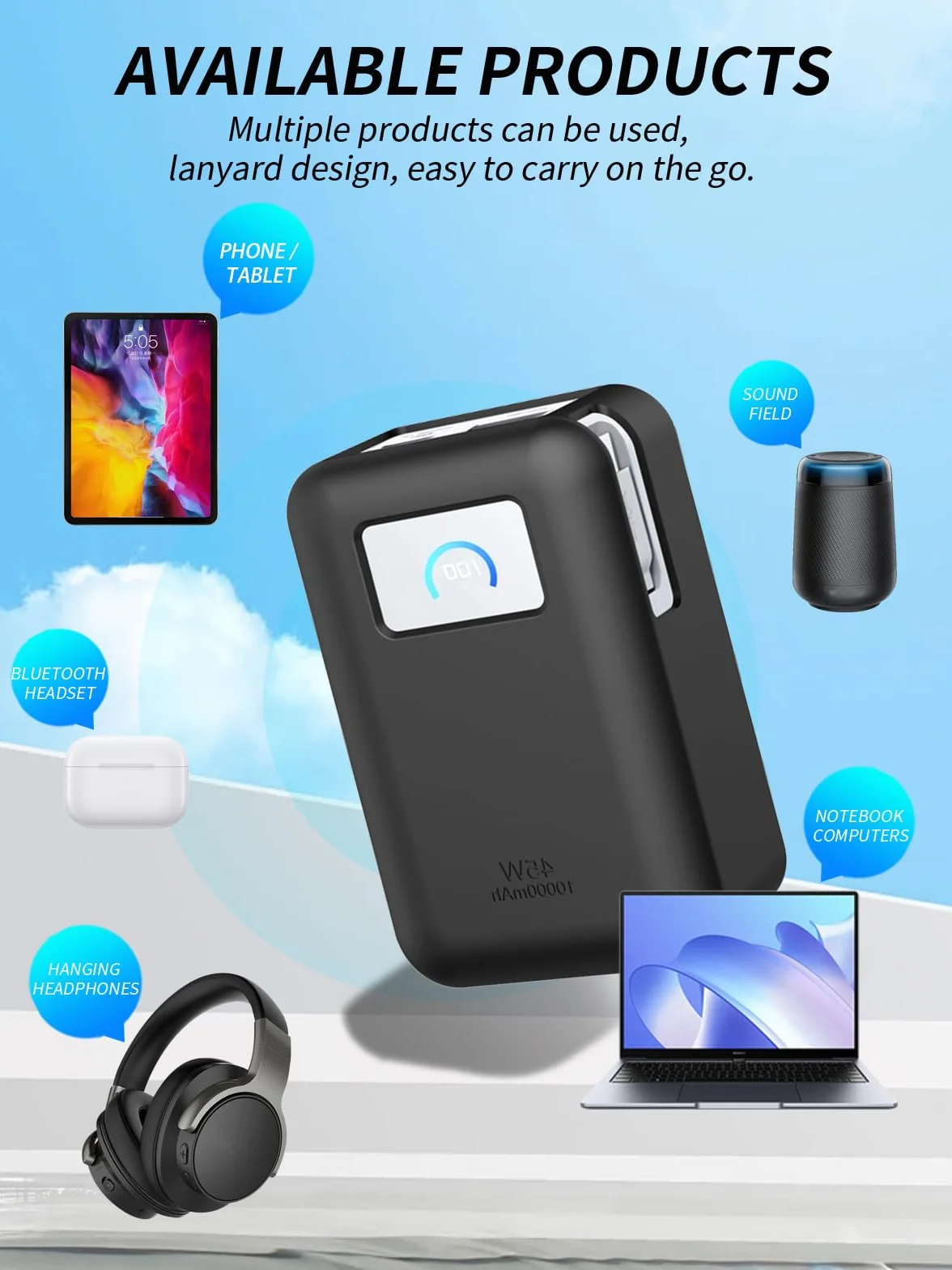 etui ochronne do Anker Nano Power Bank, 10 000 mAh, etui ochronne yystao – przyjazne etui silikonowe – nadaje się do wielokrotnego prania, odporne na zarysowania, kapanie, czarne