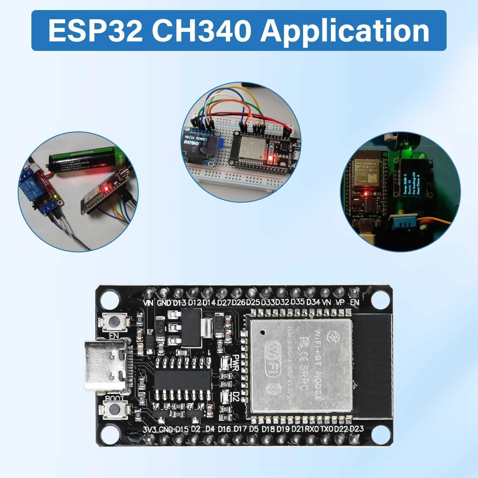 diymore 3 sztuki ESP32 WROOM 32 Nodemcu Development Board ESP32 NodeMCU moduły USB C 2.4 GHz WLAN WiFi Bluetooth CH340 Chip