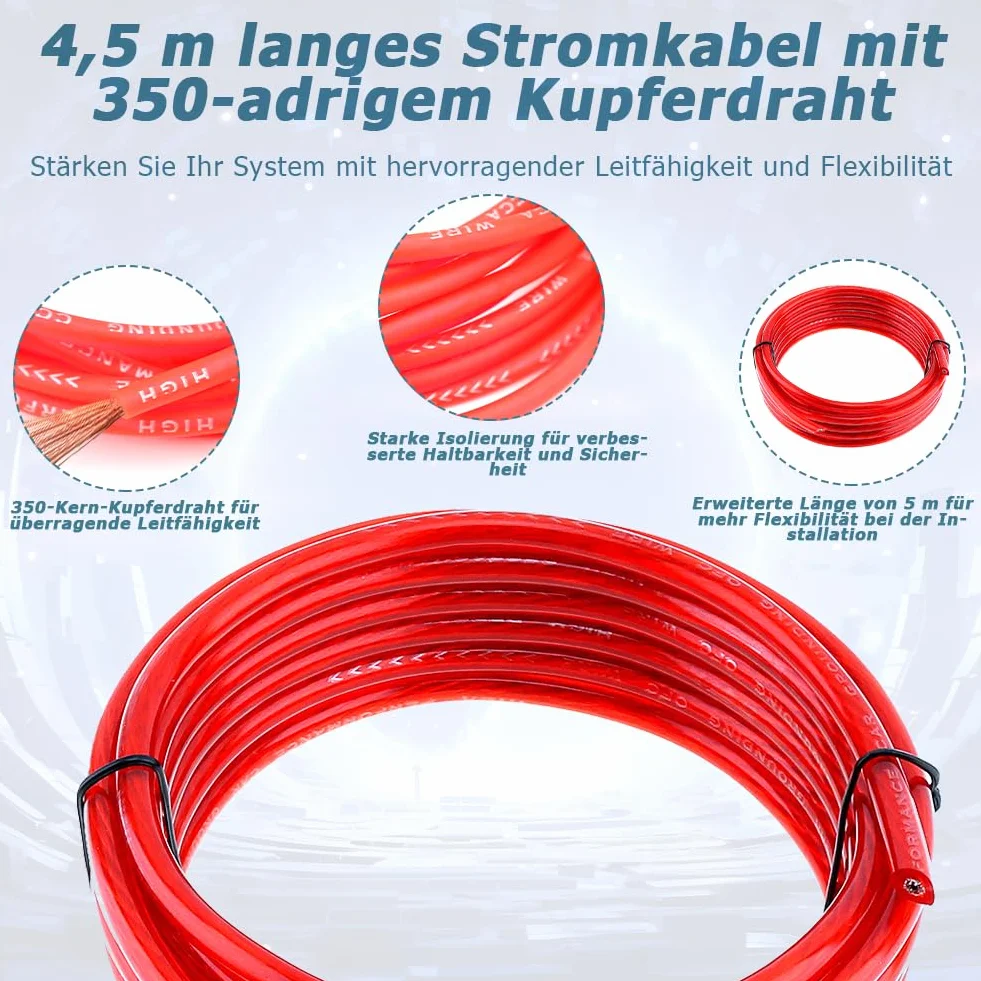 Abnaok Zestaw kabli do wzmacniacza samochodowego 10 GA, zestaw kabli do wzmacniacza samochodowego, wzmacniacz końcowy, kabel 1500 W, przewód audio, zestaw instalacyjny, wzmacniacz samochodowy
