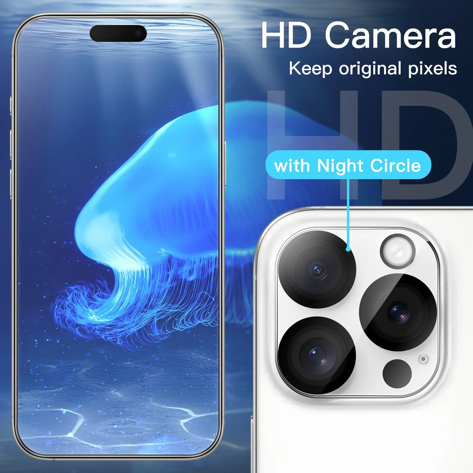 JETech Ochraniacz Ekranu Prywatność dla iPhone 16 Pro 6,3 Cala z Osłona Obiektywu Aparatu, Film Szkło Hartowane Antyszpieg, Narzędzie Łatwej Instalacji, 2 Sztuki Każdy