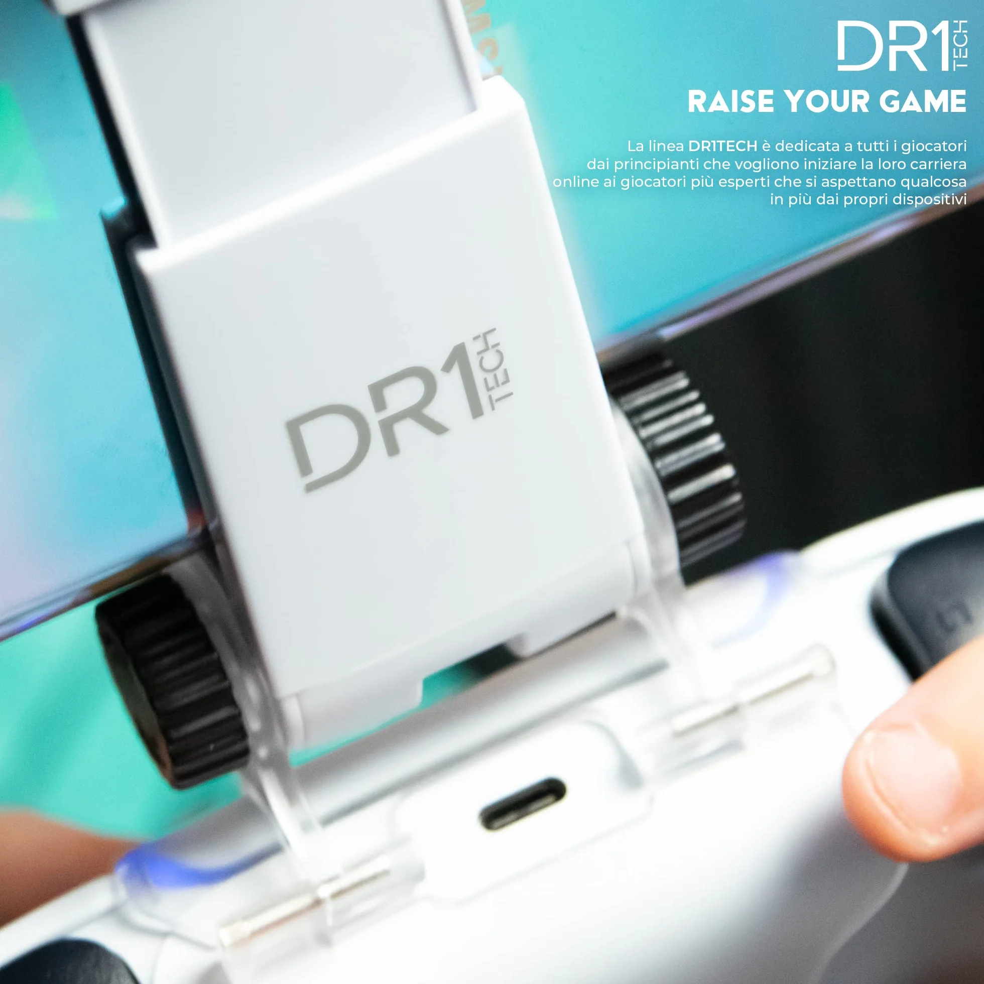 DR1TECH GameGrip5+ Inteligentny klip do kontrolera Dualsense PS5 kompatybilny ze smartfonem iPhone/Android - Obsługa telefonu komórkowego dla Joystick (Kontroler NIE W zestawie)