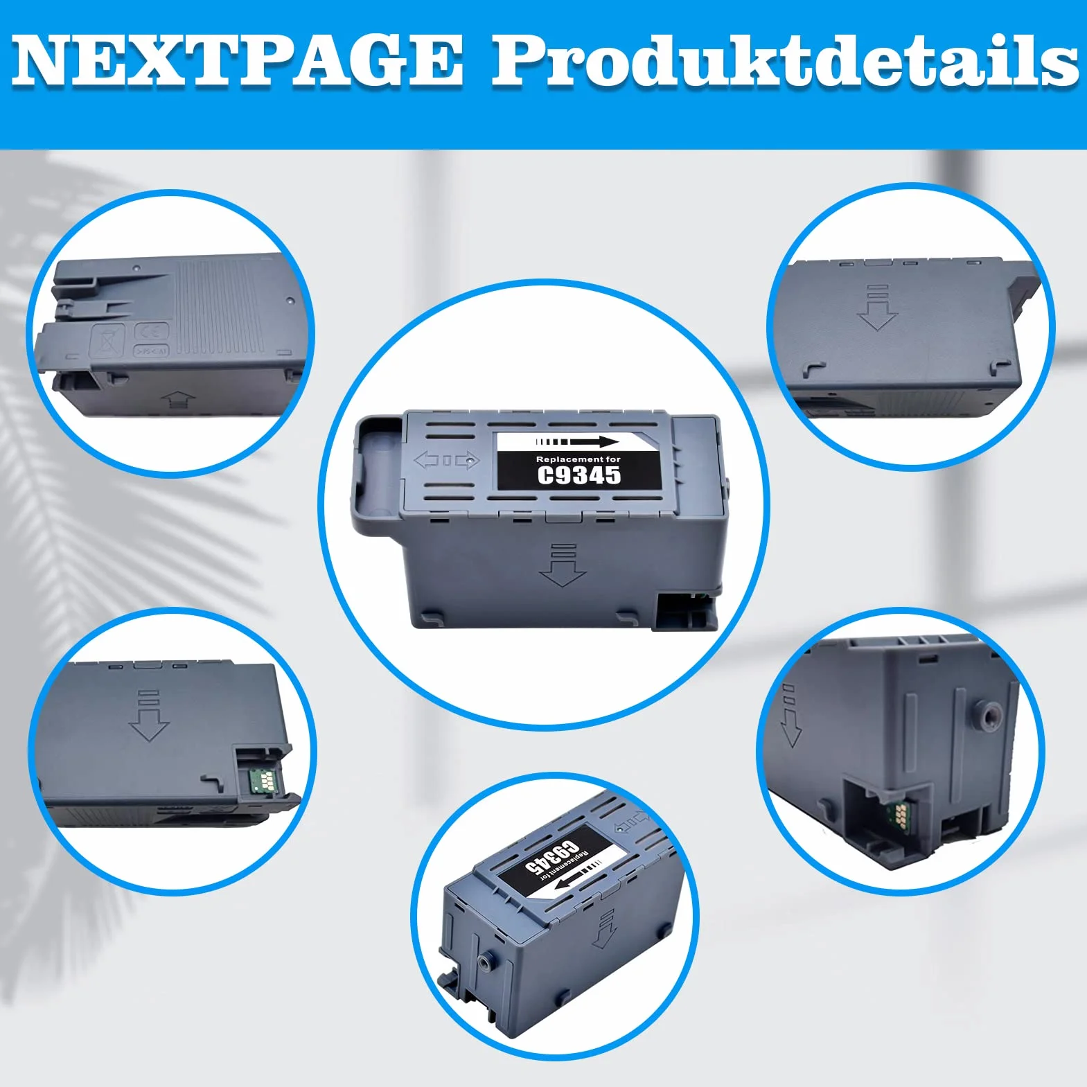 Nextpage C9345 pudełko konserwacyjne C12C934591 kompatybilne z Epson EcoTank Pro ET-5800 ET-5850 ET-5880 ET-16600 ET-16650 ET-16600, Ecotank L15150 L15158 L151600 Workforce Pro WF-7820 etc (C9345