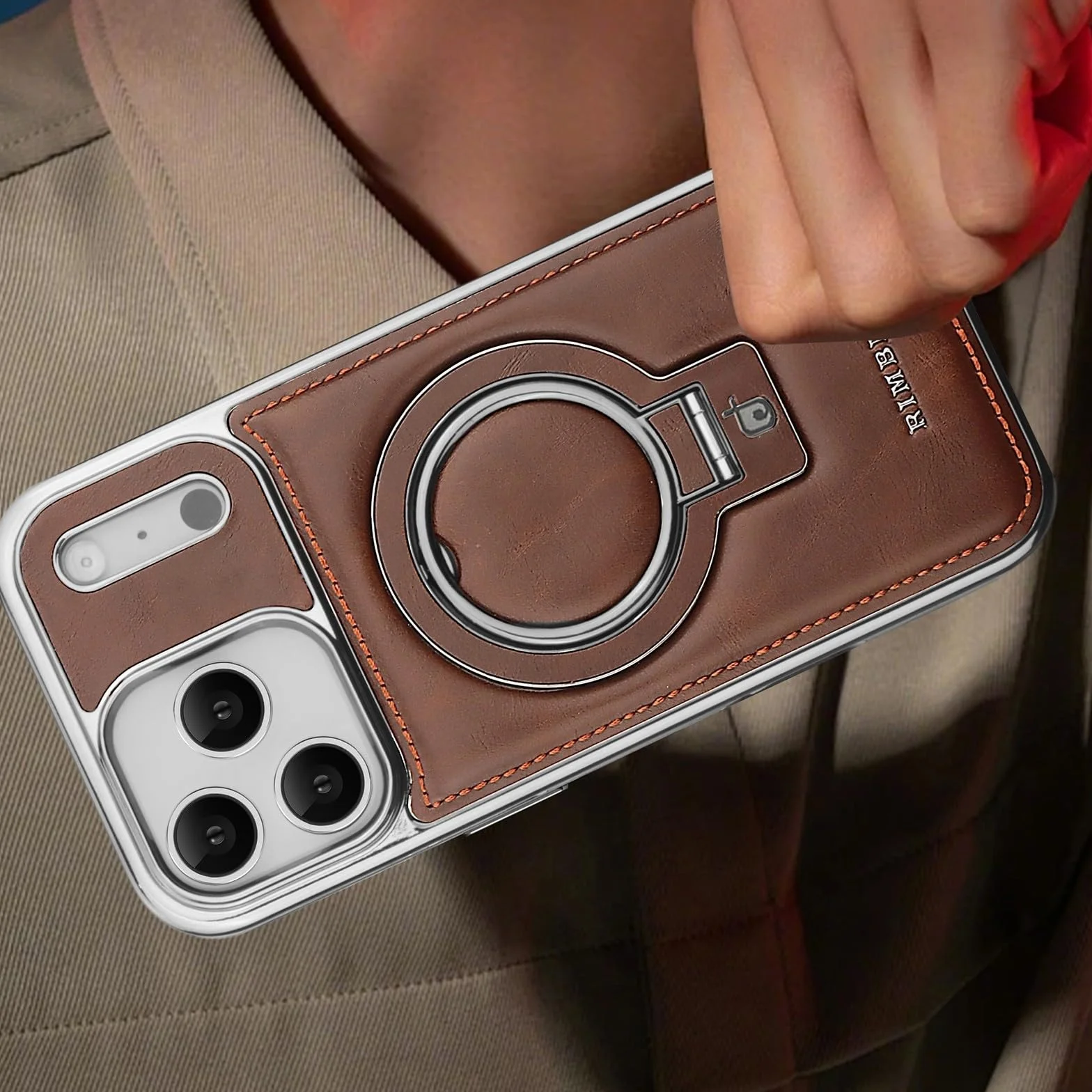 Etui na iPhone 17 Air (kolor: fioletowy) - skórzany magnetyczny stojak etui twarde silikonowe etui
