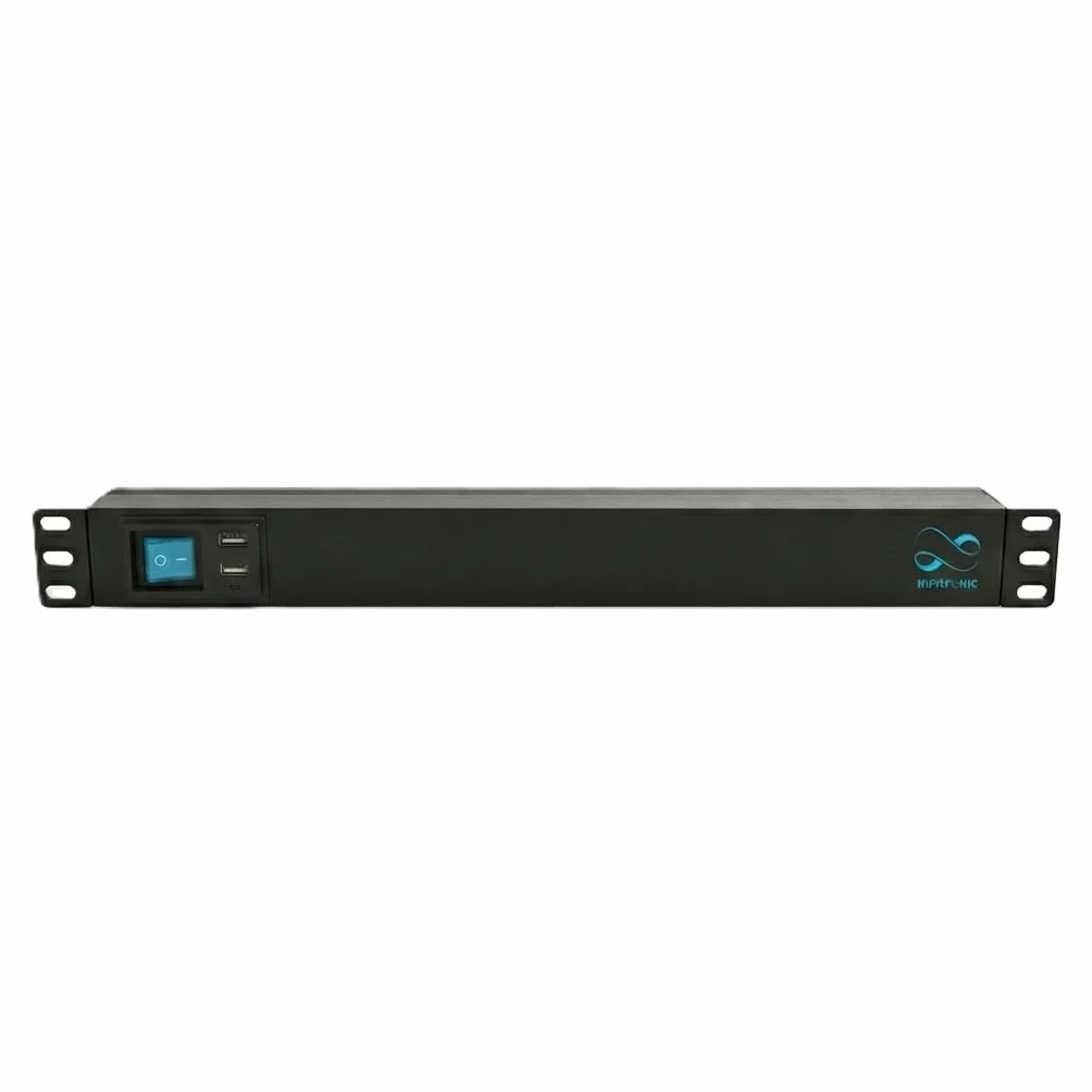 Infitronic - INSV1006 – 19 cali 8-krotna listwa zasilająca, rozdzielacz prądu 1 HE z 2 x USB Charging