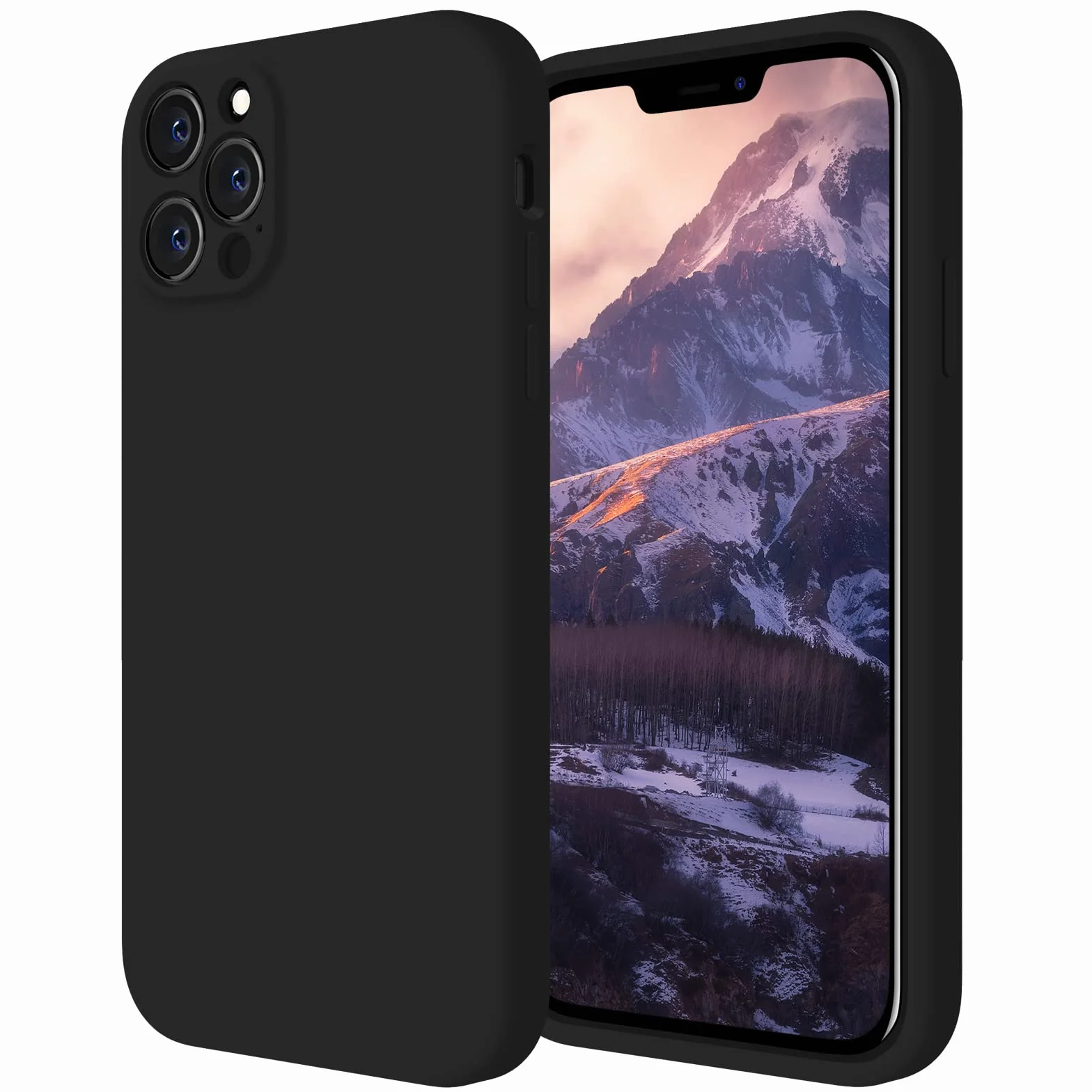FireNova Kompatybilne z etui na iPhone'a 12 Pro, [wbudowana osłona aparatu] silikonowe, odporne na wstrząsy ochronne etui na telefon z miękką wyściółką z mikrofibry zapobiegająca zarysowaniom, 15.5 cm