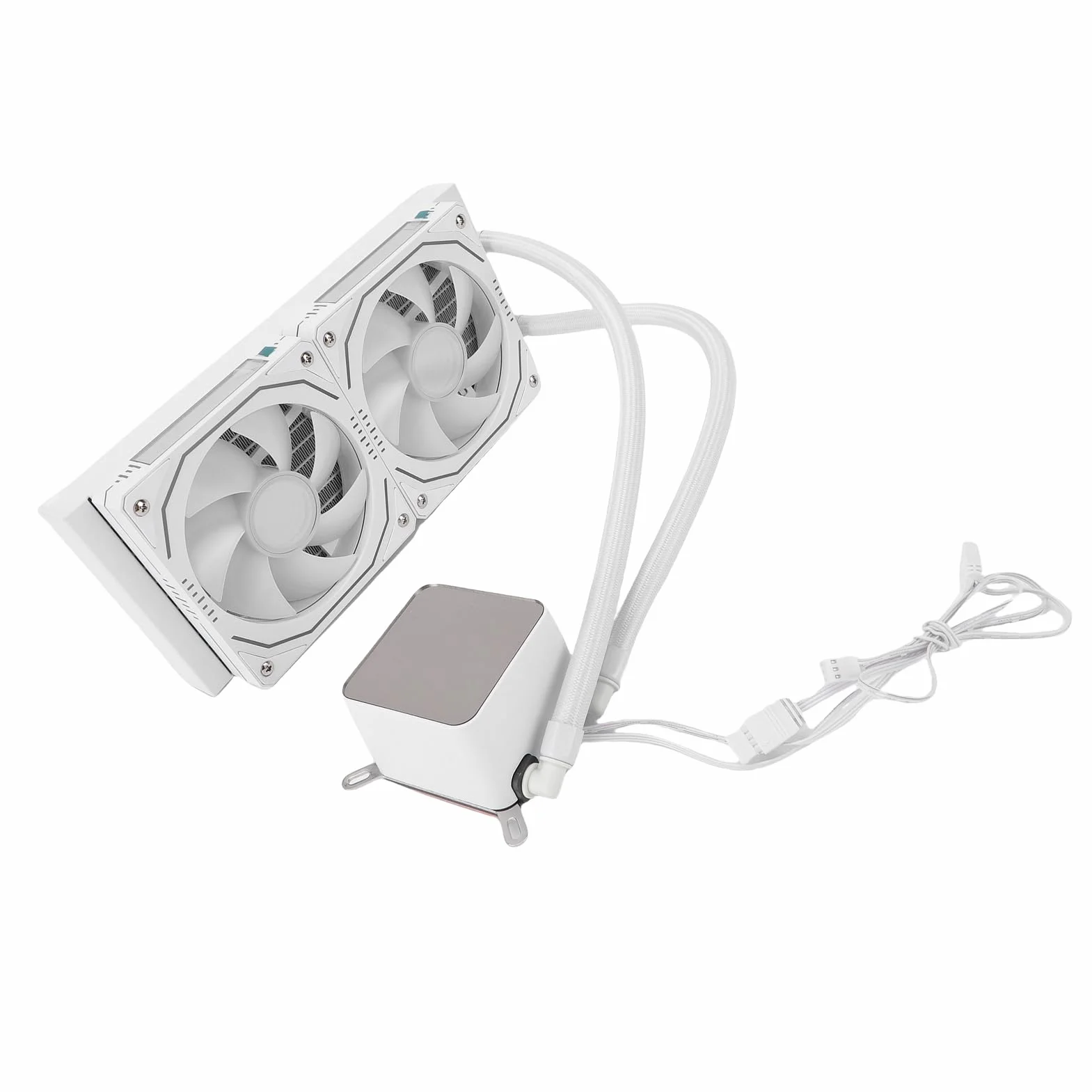 Chłodnica Cieczowa Procesora 2,2 Cala z Ekranem LCD, Chłodnica Wodna AIO 240 Mm dla LGA1700/1851/1200/115X i AM5/AM4, ARGB Sync PWM z pompą i Podwójnymi Wentylatorami (WHITE)