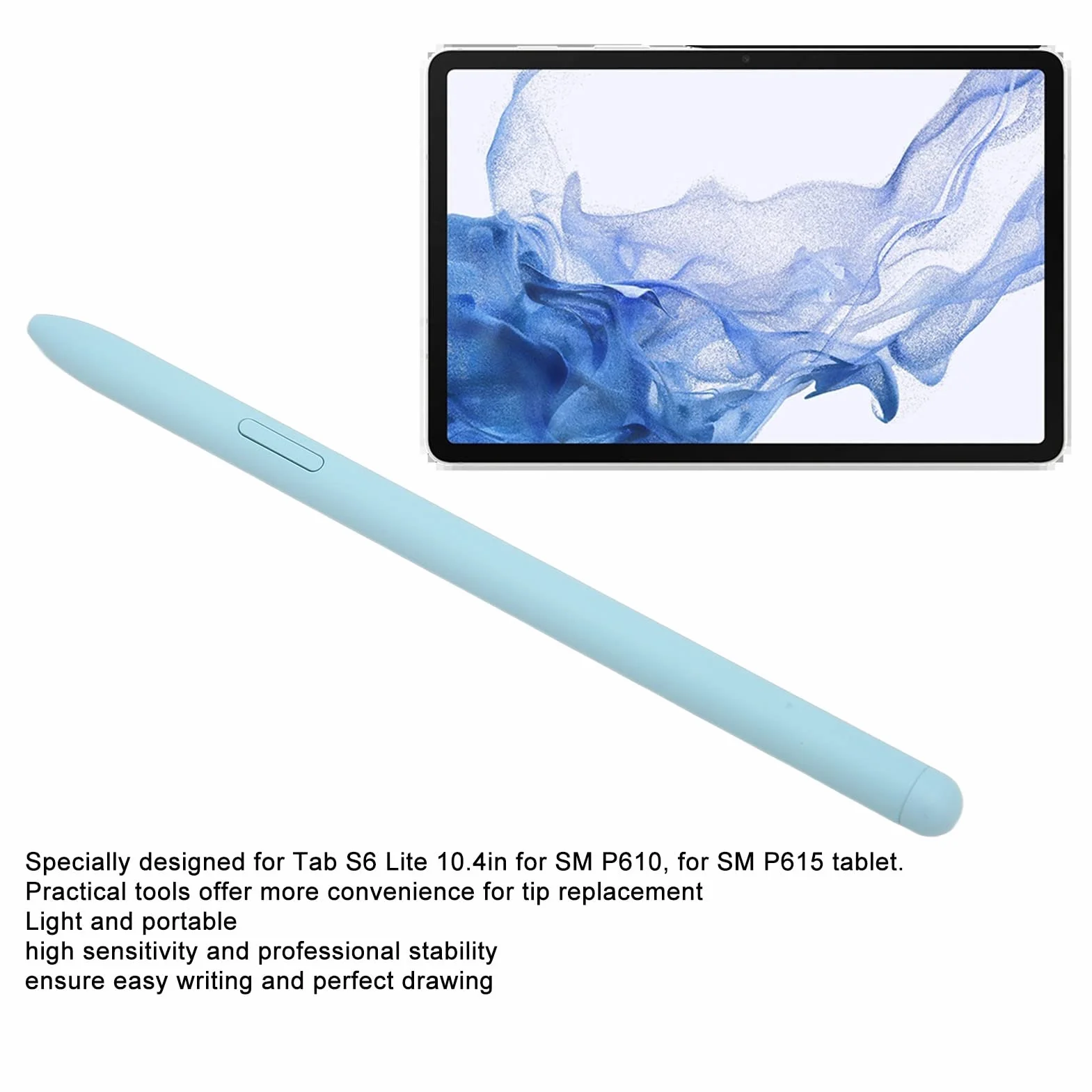 Zapasowy Rysik S Pen z 5 Końcówkami do Galaxy Tab S6 Lite 10,4 SM-P610, SM-P615, Rysik do tabletu. (Niebieski)