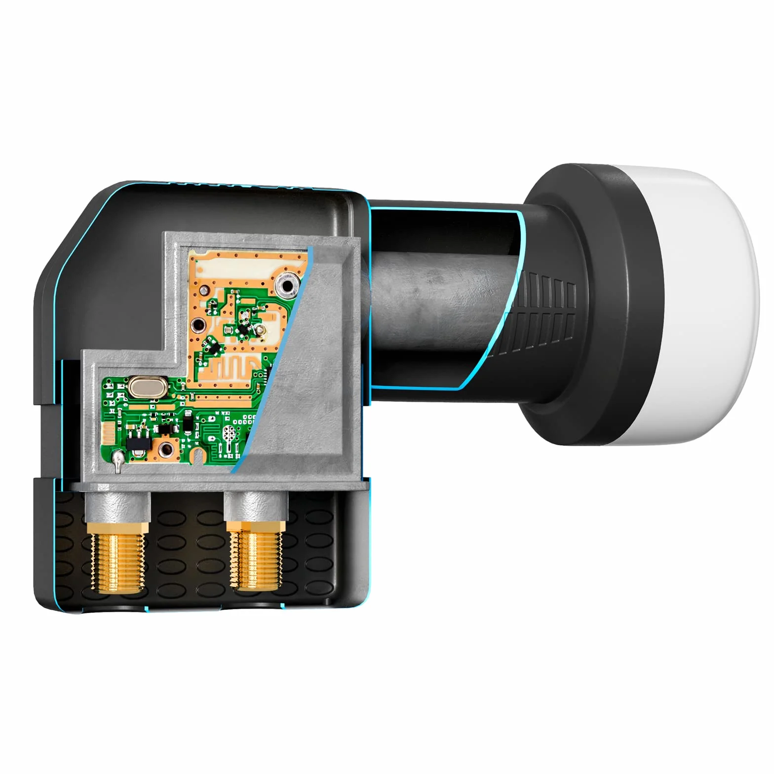 hb-digital Twin LNB - test bardzo dobry* - dla 2 uczestników filtr LTE 2-krotny Full HD 4K 0,1 dB z ochroną przed warunkami atmosferycznymi + 4 x wtyczka F do telewizora, odbiornika satelitarnego