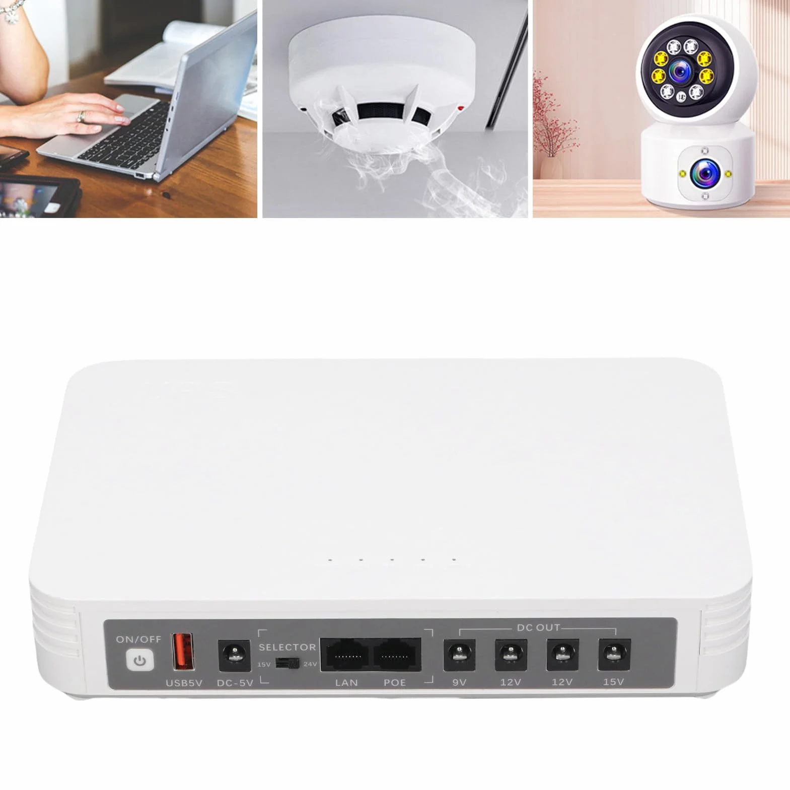 Mini UPS 8000 MAh Zasilacz Kopii Zapasowej z Angielskim Monitem Głosowym, 24 V 15V 12V 9V 5V 5V Wyjście USB dla Modemu Routera, Odpowiednie dla Routerów Modemy Bezpieczeństwa