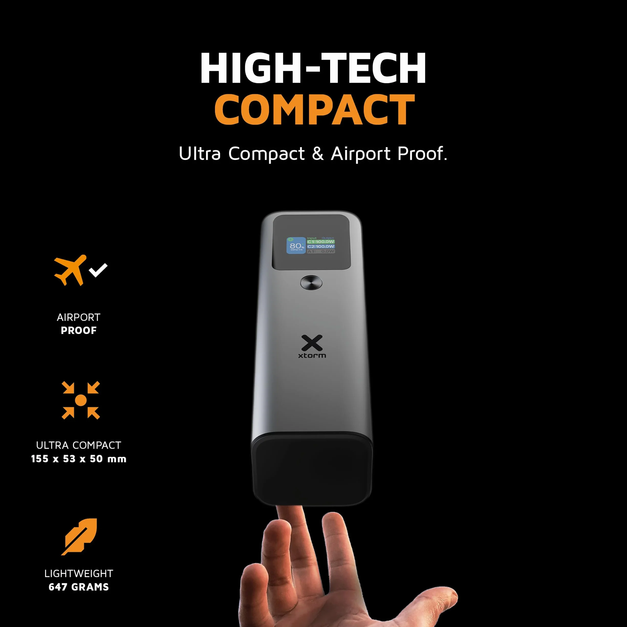 Xtorm Nova Ultra Zewnętrzna bateria 27600 mAh, lekka ultra cienka bateria zewnętrzna, przenośna ładowarka USB-C 140 W do laptopa, iPhone'a, Samsung Galaxy i Plus, szybkie ładowanie, 2 porty USB-C