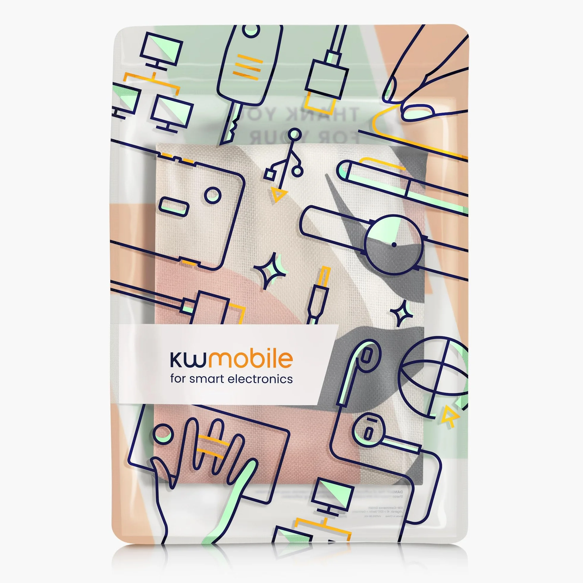 kwmobile Osłona przeciwpyłowa do monitora 50.8-55.9 cm - lniana osłona monitora z wzorem - liście i wzór czarny/brązowy/biały