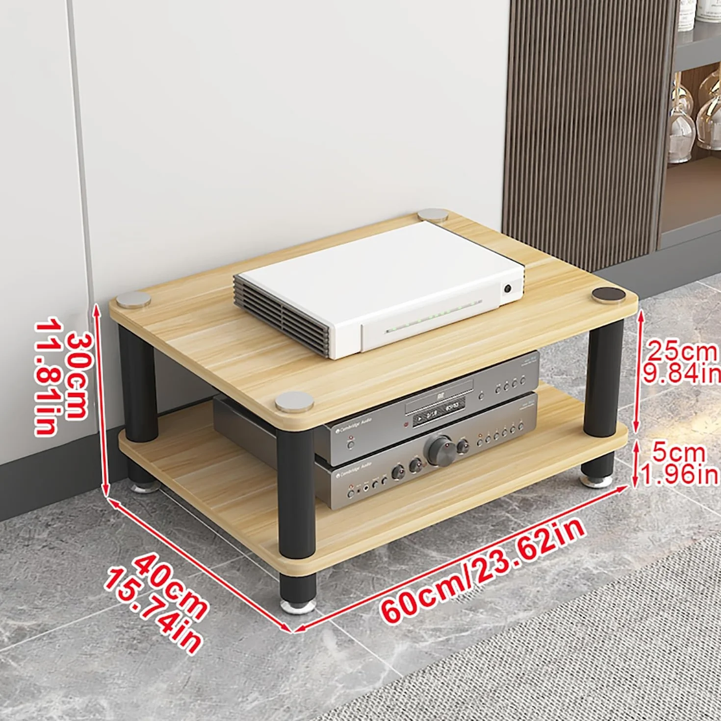 Portab Ma regał do gier i narożny stojak na płyty DVD/CD łatwy montaż, oszczędność miejsca, stojak AV, 60 x 40 x 5 cm, idealny do projektora i Conso Sto