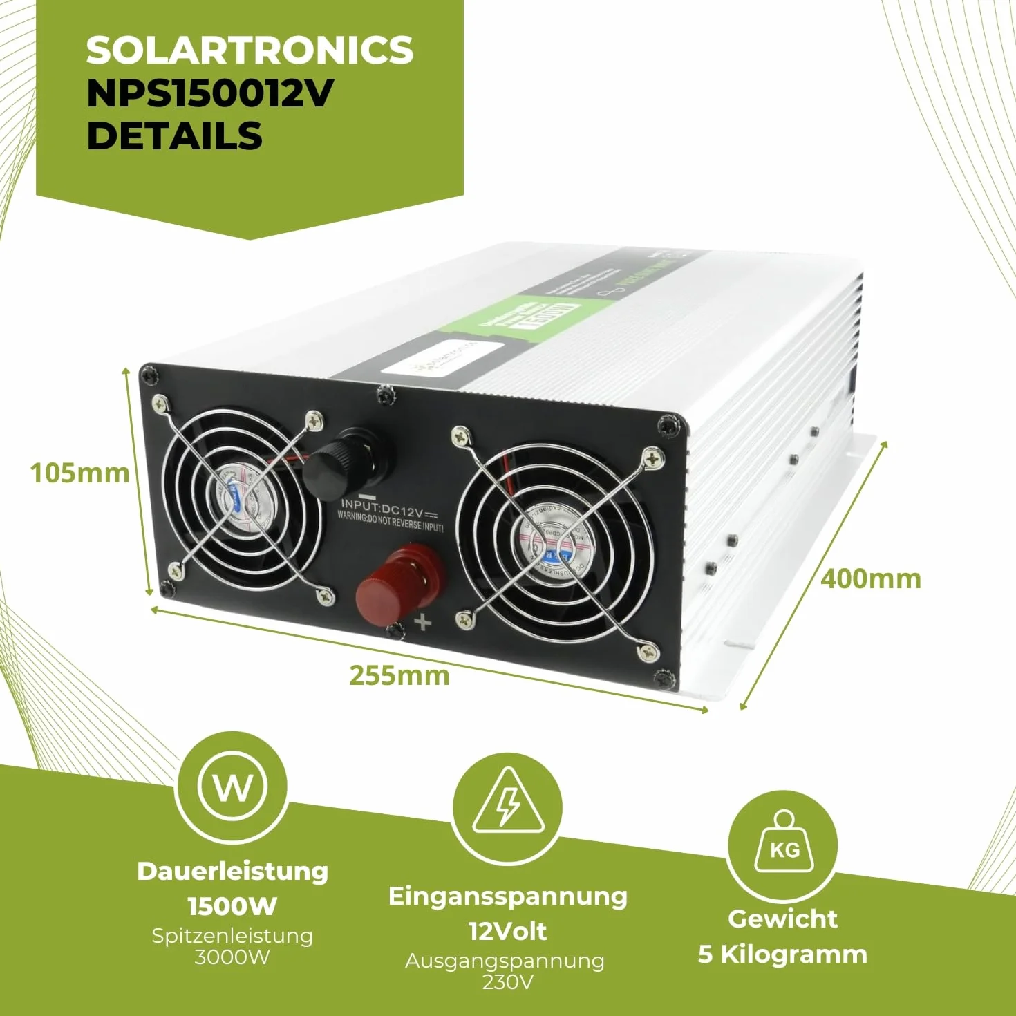 Przetwornica napięcia USV 12 V NPS 1500 W z przełącznikiem DIP czysty sinus UPS Inverter
