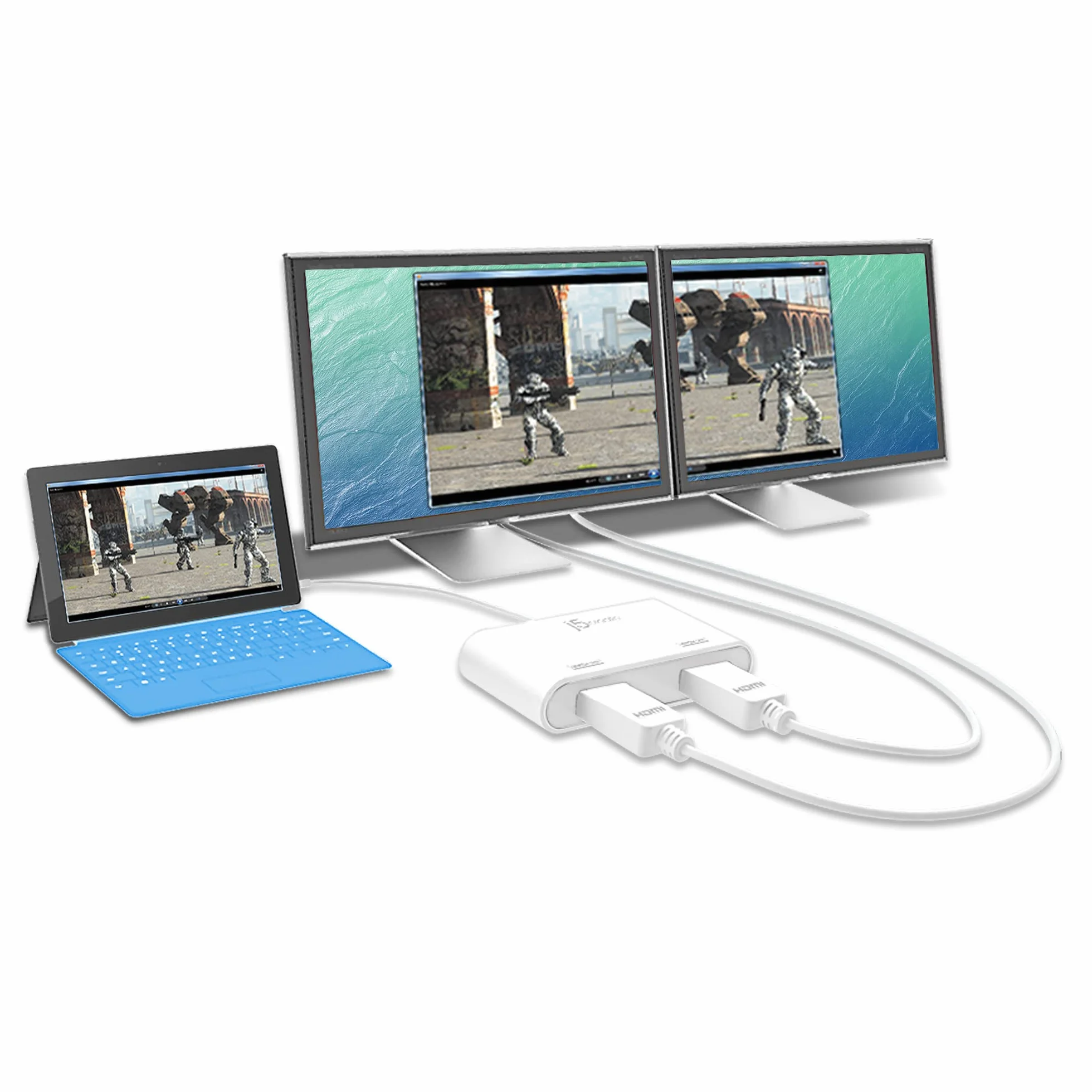 j5create Mini DisplayPort na Dual 4K HDMI MST adapter, kompatybilny z Microsoft Surface Pro, Surface Book, HP Omen 15-CE051NR i innymi (JDA156)