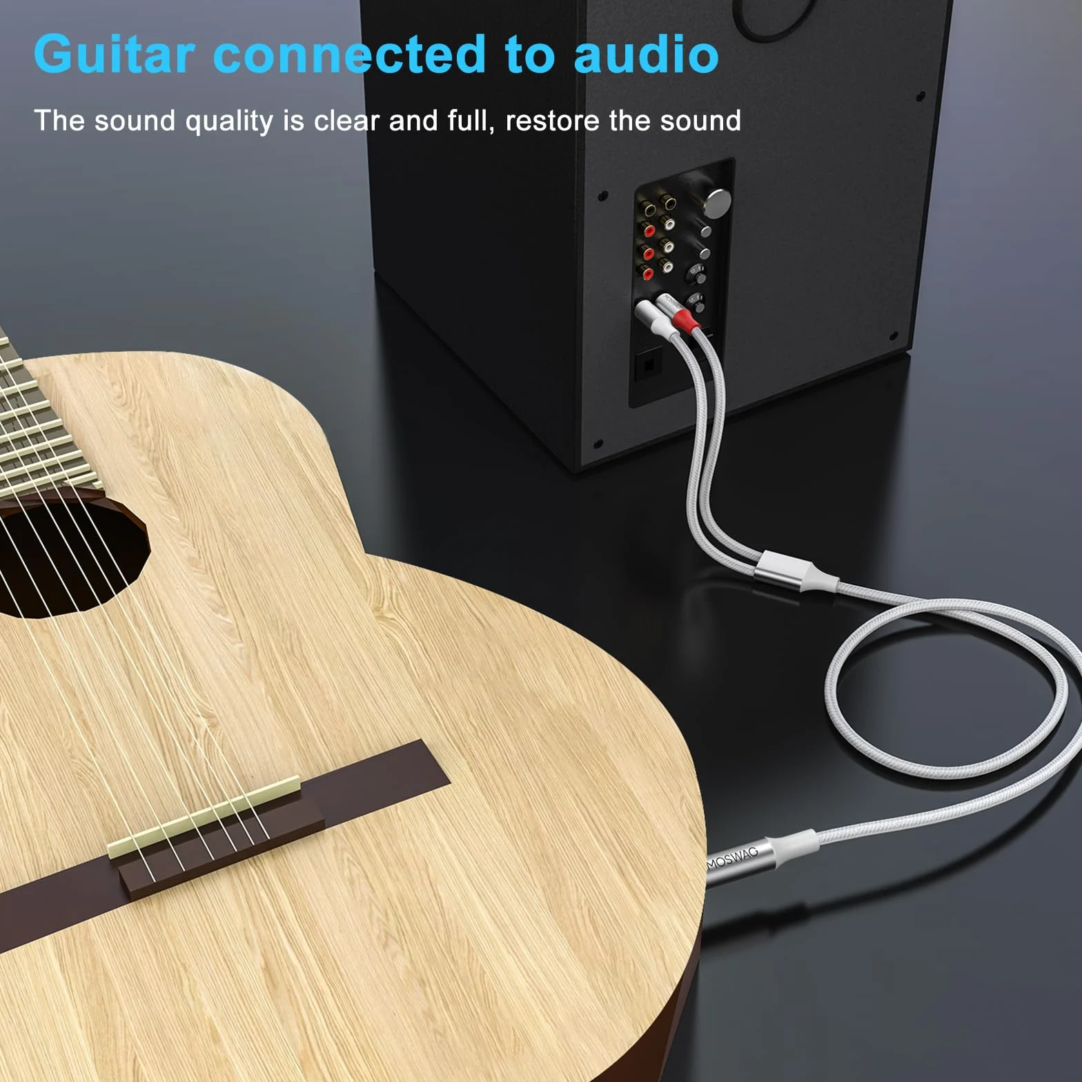 MOSWAG 6,35 mm TRS do Dual RCA kabel audio Y rozdzielacz miedziana obudowa