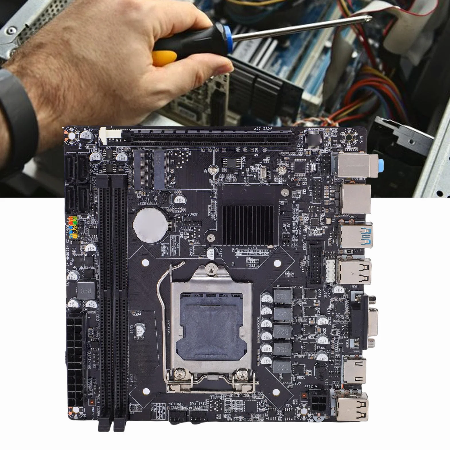 Sxhlseller Płyta główna do gier H110, płyta główna komputera LGA 1151 Mini ITX z DDR4 2133 2400 2666 MHz M.2 NVMe PCIe X16, do procesorów Core I7 I5 Pentium Celeron 6, 7 i 8