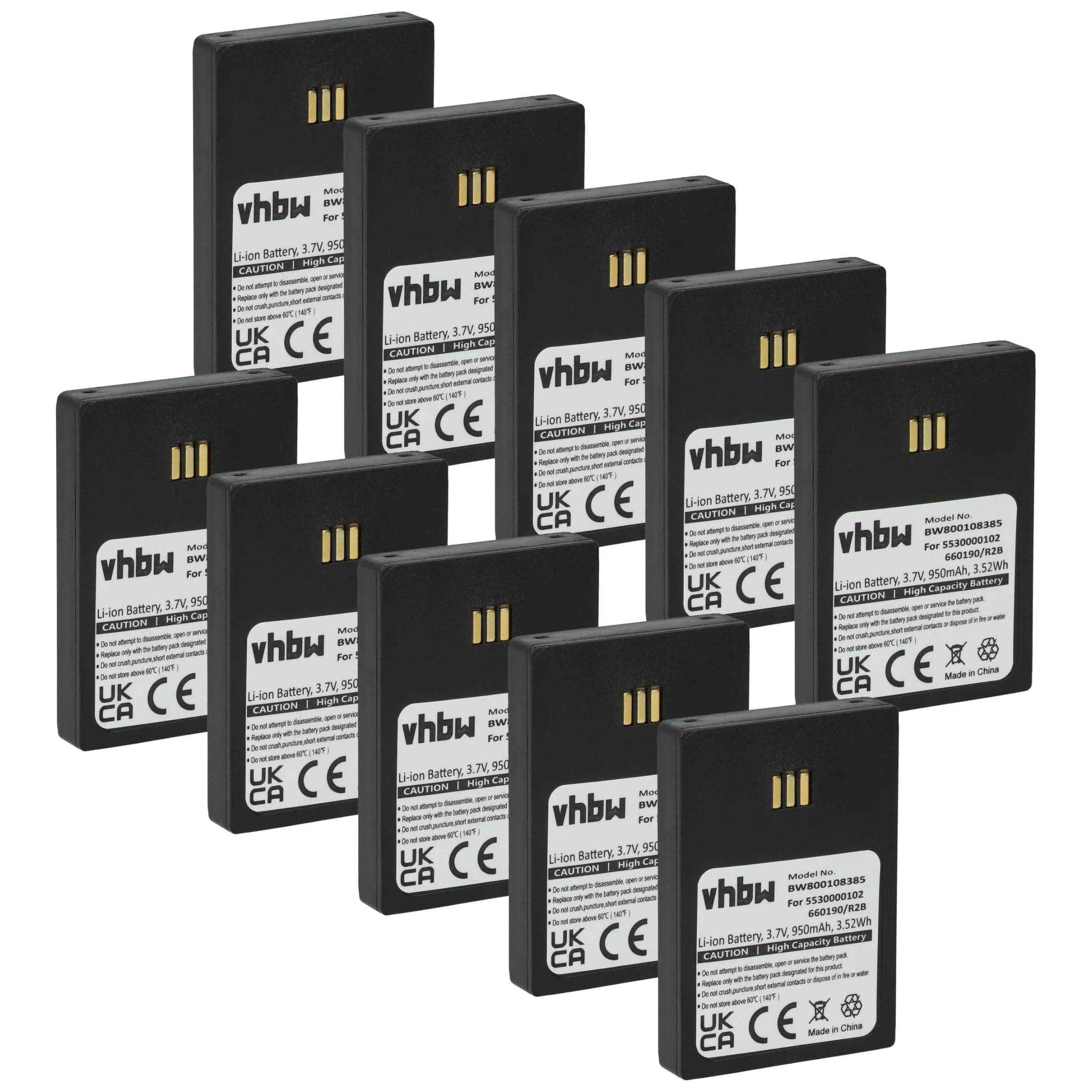 vhbw 10 x akumulator kompatybilny z Aastra DH4-BAAA/2B bezprzewodowy telefon stacjonarny (950 mAh, 3,7 V, Li-Ion), czarny
