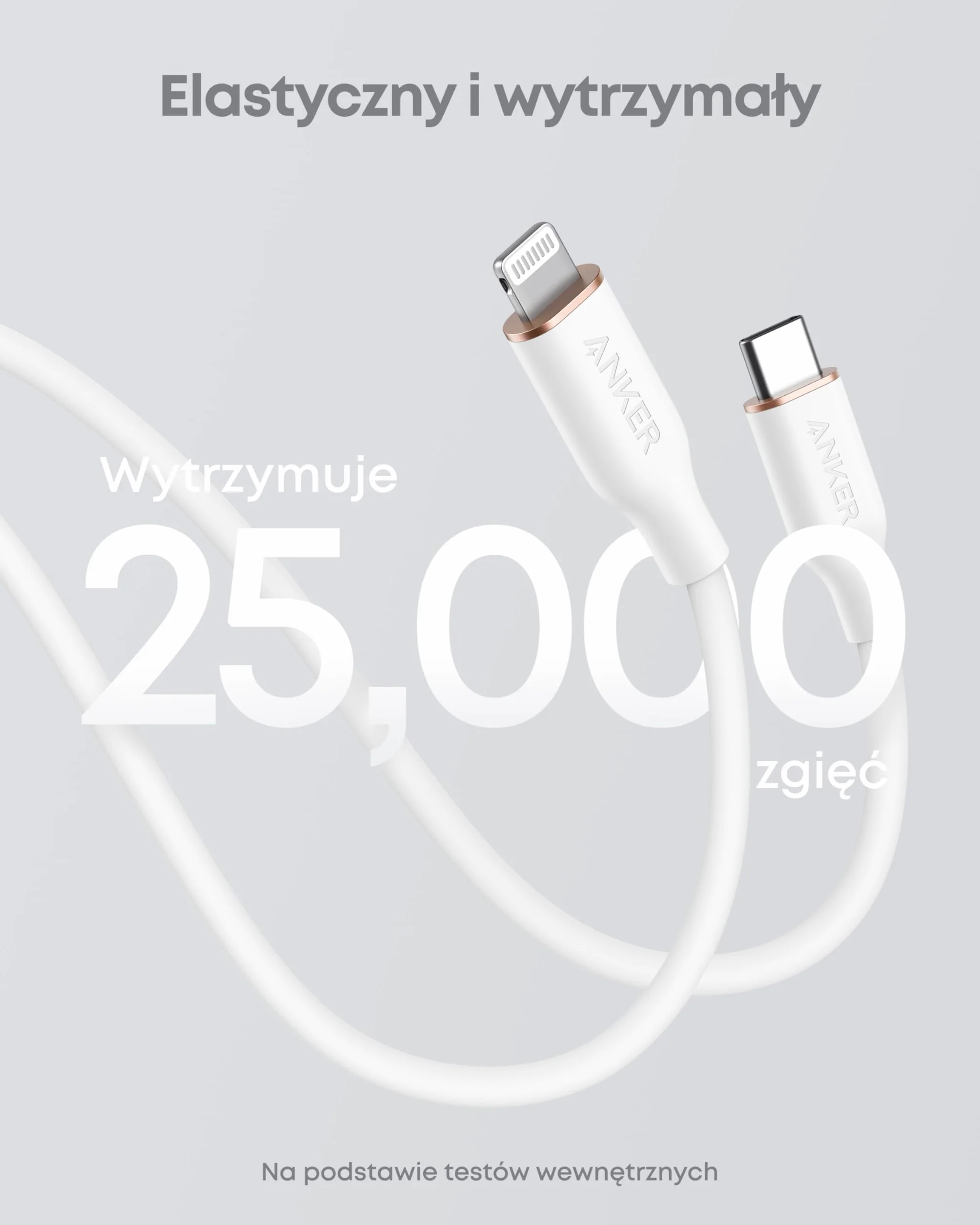 Anker Powerline III Flow, Kabel USB-C na Lightning 180 cm, kompatybilny z iPhone 14/13/12/11, AirPods Pro, certyfikat MFi, silikonowy (śnieżnobiały)