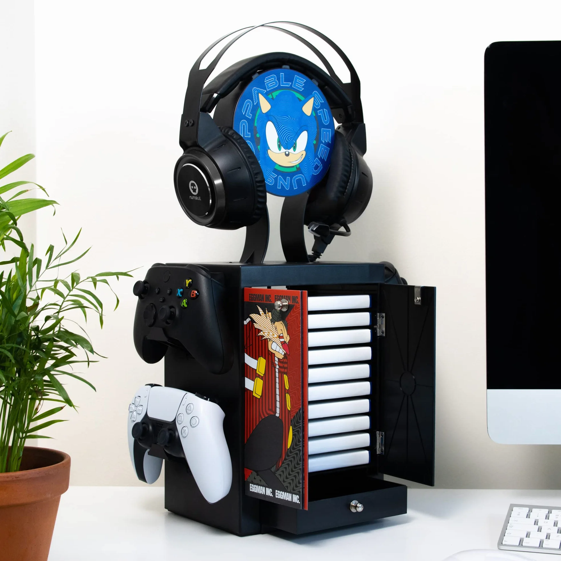 Numskull Sonic The Hedgehog szafka do gier, uchwyt na kontroler, stojak na słuchawki do PS5, Xbox Series X S, Nintendo Switch, oficjalny produkt Sonic The Hedgehog