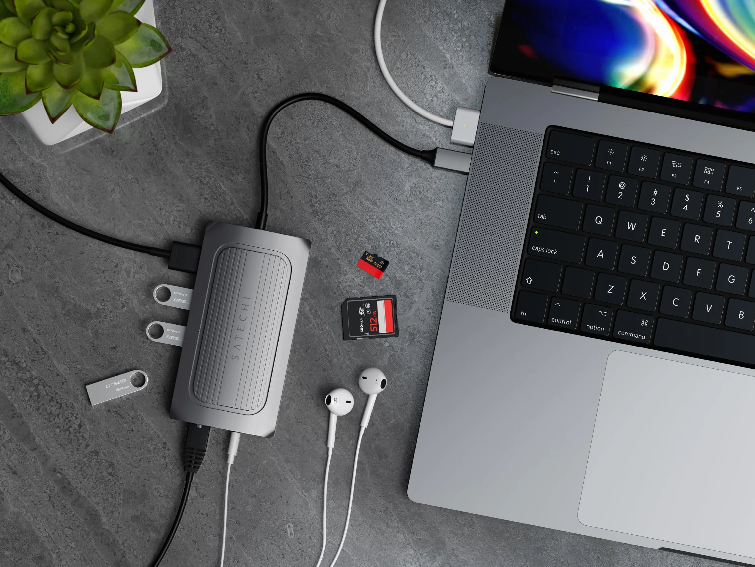 SATECHI hub wieloportowy USB-C 9 w 1, HDMI 8K, PD 100 W, szary | Gigabit Ethernet, audio 3,5 mm, czytniki SD/microSD UHS-I, do MacBooka, iPada i komputerów z Windows