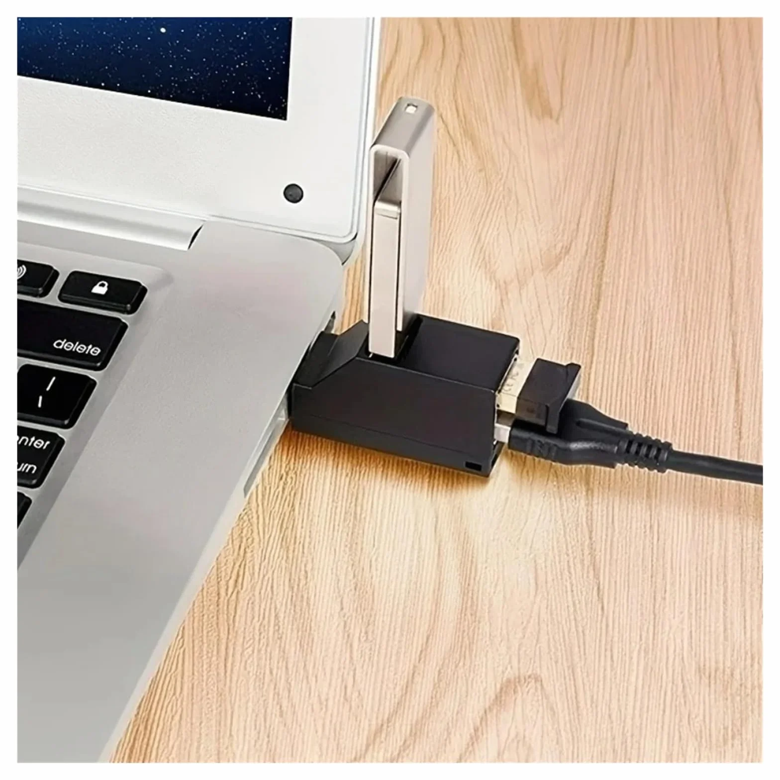 Hub USB 3.0 3-portowy, obrotowy rozdzielacz USB, USB 2.0/3.0, ekspander do komputerów, laptopów, akcesoriów (USB 2.0 White)
