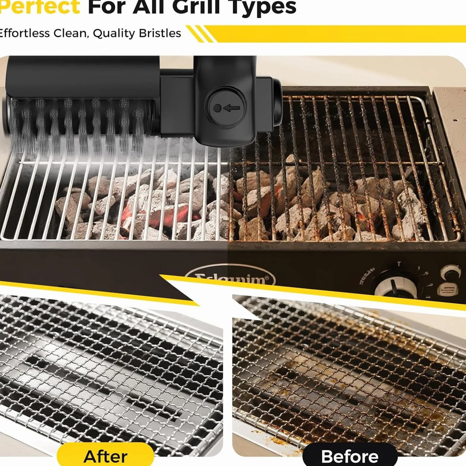 Elektryczna szczotka do grilla, bezprzewodowy środek czyszczący do przypalonej żywności, bezpieczny grill elektryczny bez włosia, narzędzie do czyszczenia grilla na zewnątrz