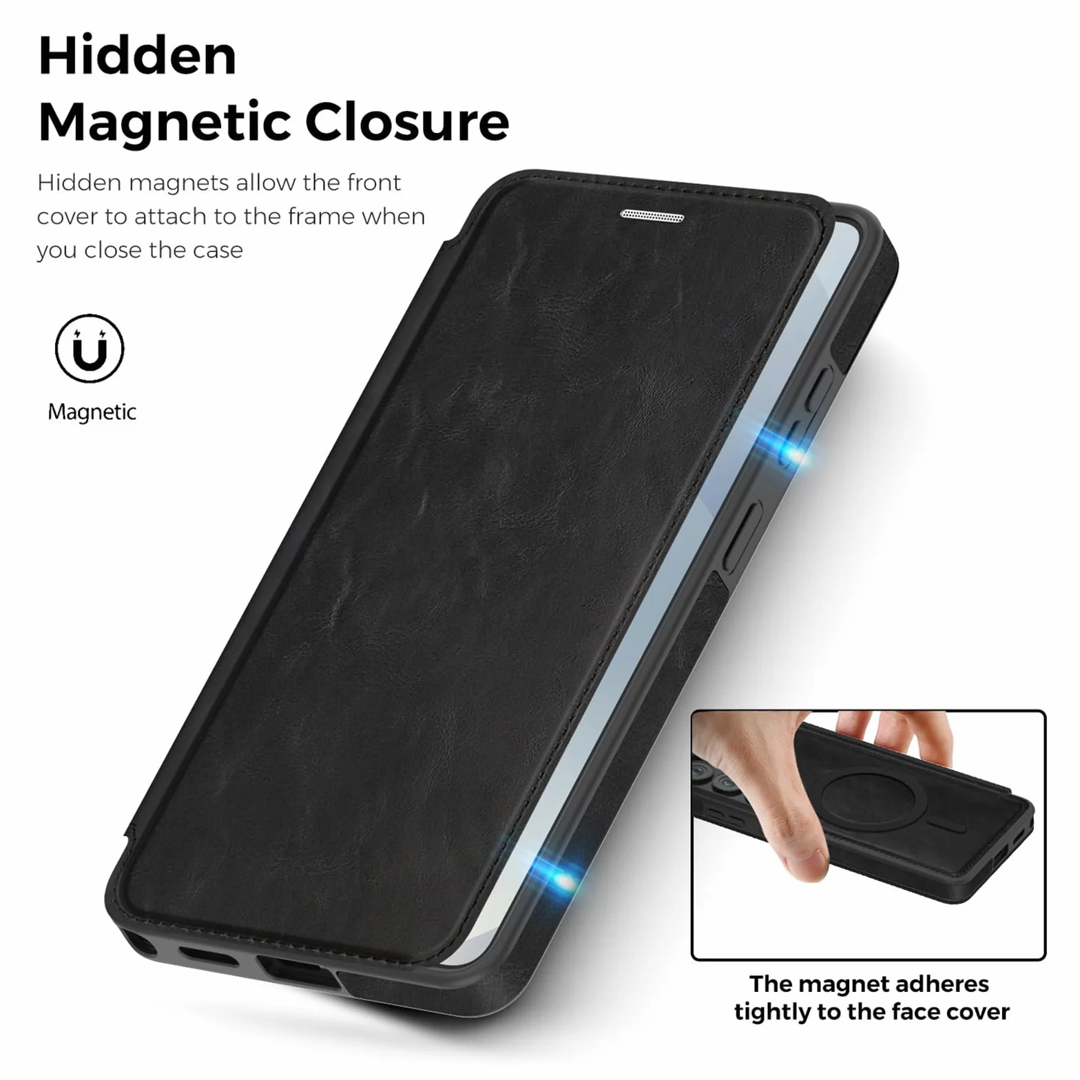 Magnetyczne etui do Samsung Galaxy S26 Ultra/S26 +/S26, smukły biznesowy skórzany pokrowiec z klapką z blokadą RFID na karty, pomarańczowy, S26