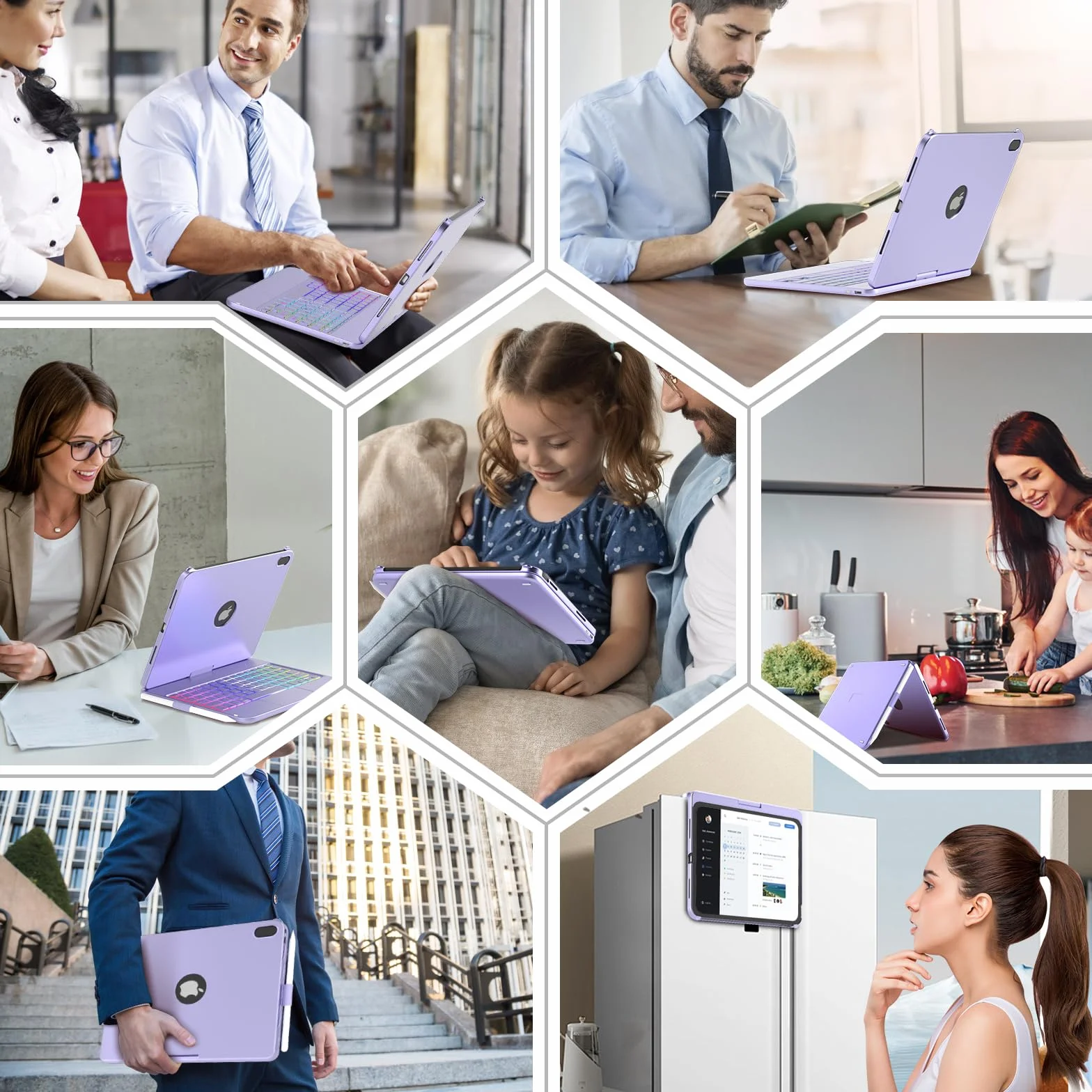 TQQ Etui z klawiaturą do iPada A16 11 generacji 2025/10 generacji 2022 (11/10,9 cala), z precyzyjnym gładzikiem, klawiatura podobna do notebooka z 7-kolorowym podświetleniem, obracana o 360°
