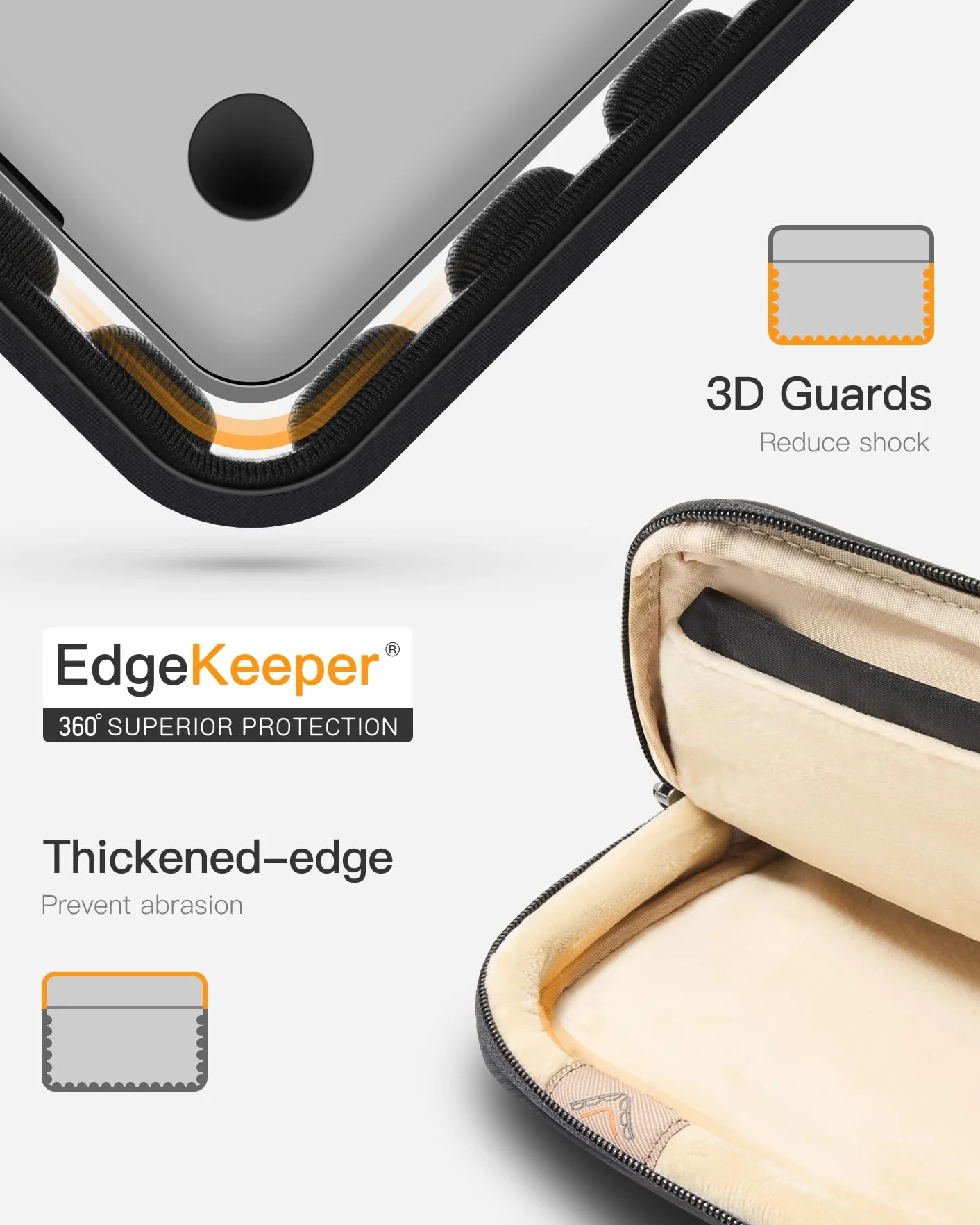 Inateck 360° etui ochronne na laptopa, etui o dużej pojemności kompatybilne z 13-calowym MacBook Air M5/M4/M3/M2/M1 (2026-2018) A3449 A3240 A3113 A2681 A2337, 13-calowym MacBook Pro M2/A2686 M1/A2338
