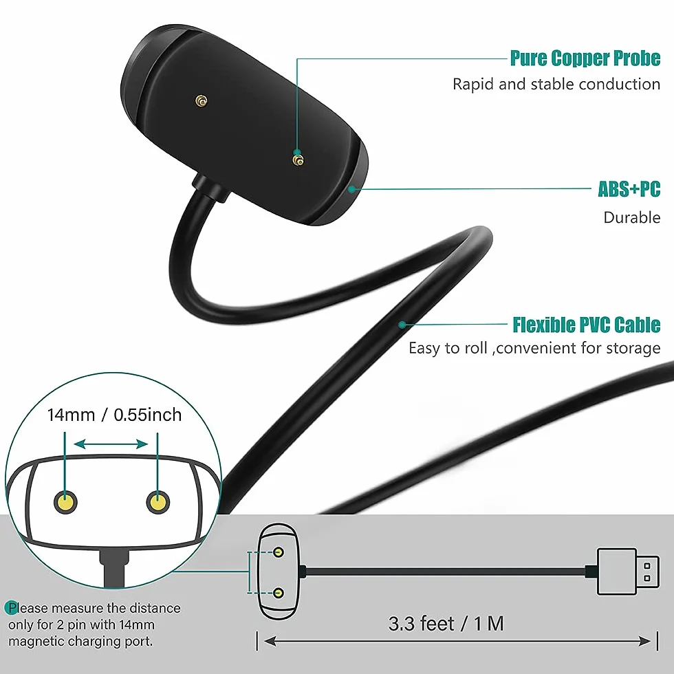 TUSITA Ładowarka Kompatybilny z Amazfit GTS 2, GTS 2e, GTS2/GTS4 Mini, GTR Mini, GTR 2, GTR 2e, Active/Active EDGE, Bip 5/3/3 Pro/U, T-REX Pro, Zepp E Z (1M, 2-PAK)
