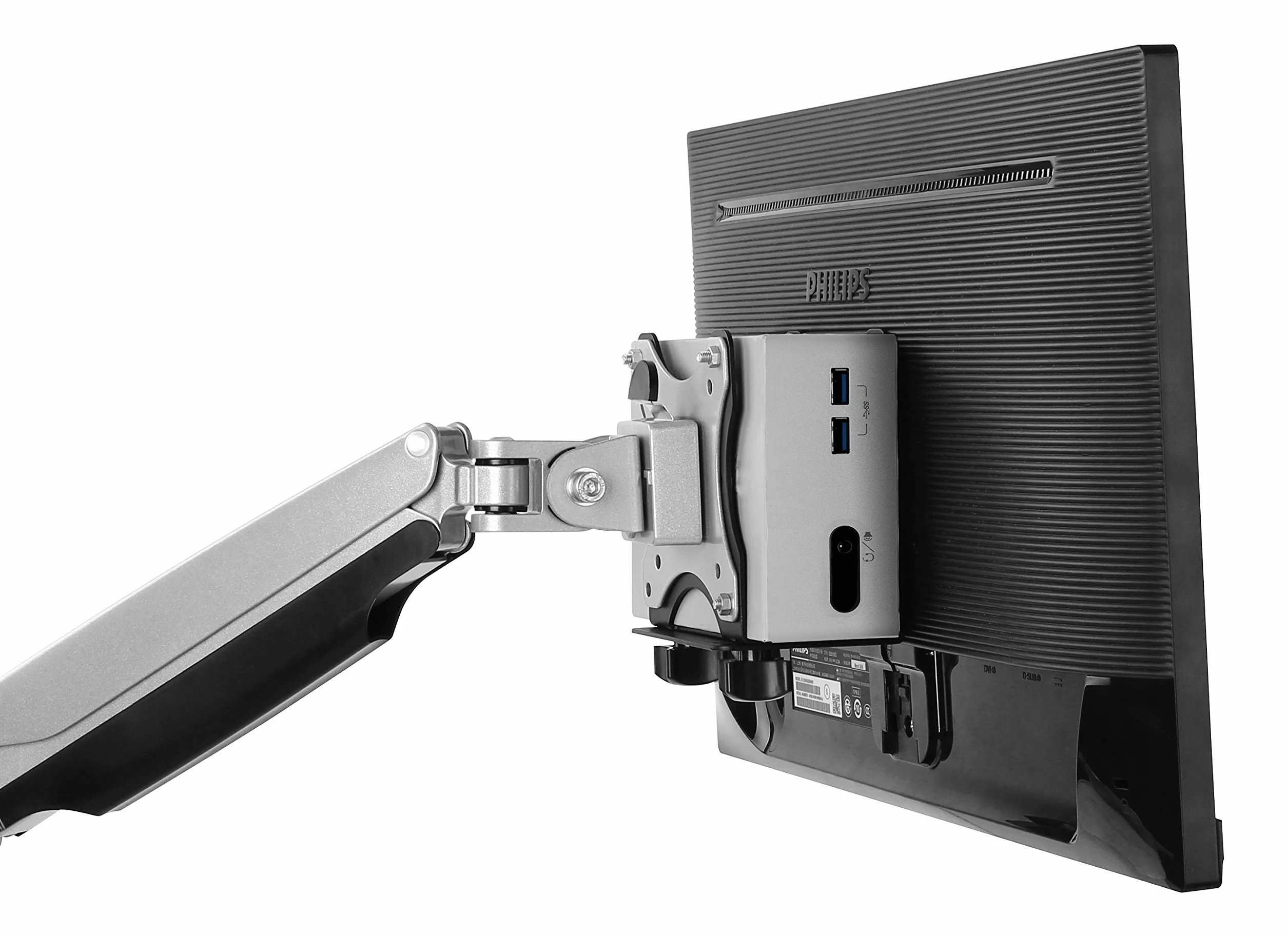 ICY BOX IB-MSA102-VM uchwyt do mini PC (Intel NUC, Mac mini itp.) do 5 kg, montaż na stojaku monitora lub VESA, zmienna szerokość, stal, czarny