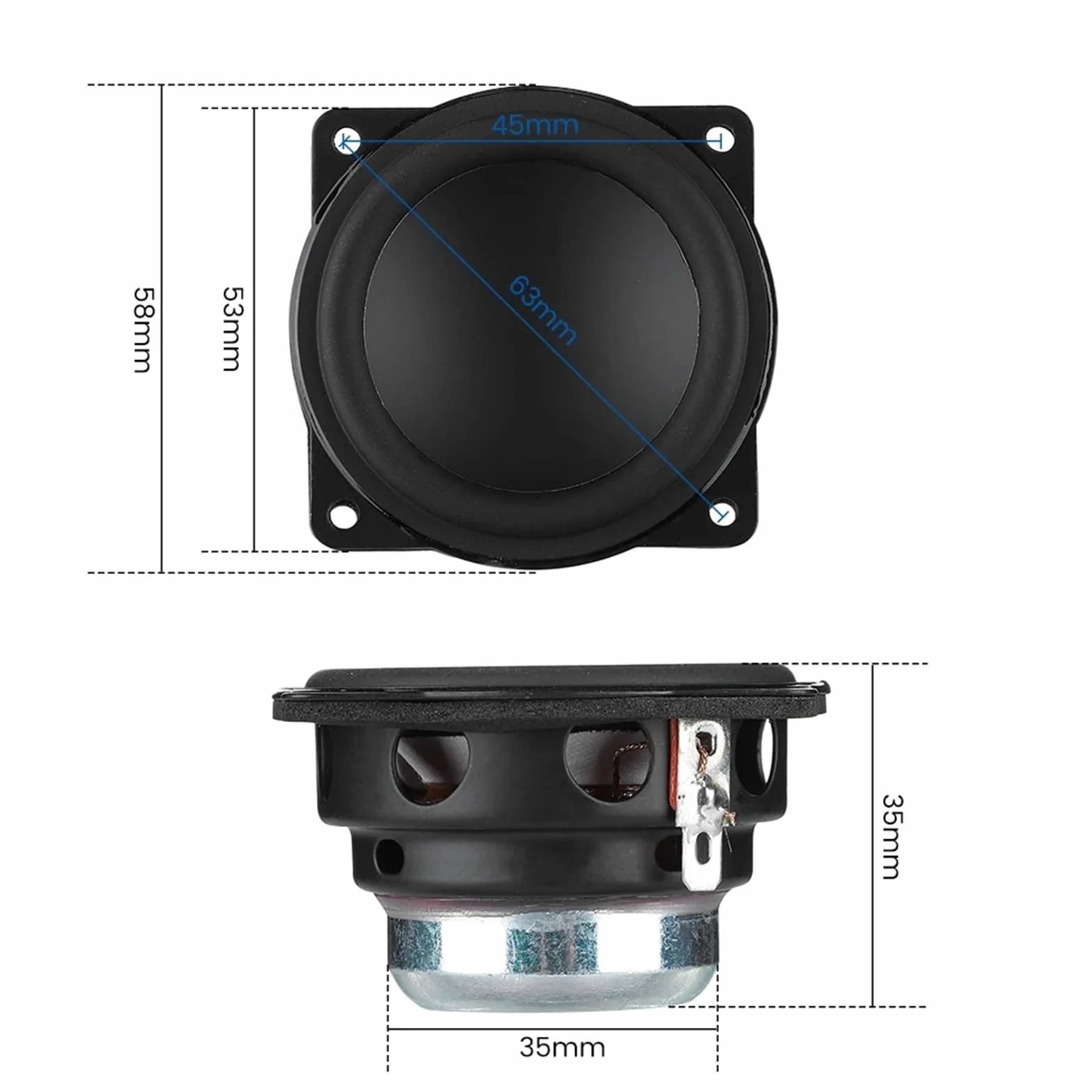 Zestaw 2 mini przenośnych głośników audio 2 cale, 4 omy, 20 W, pełny asortyment, do kina domowego DIY, kompatybilny z Bluetooth.