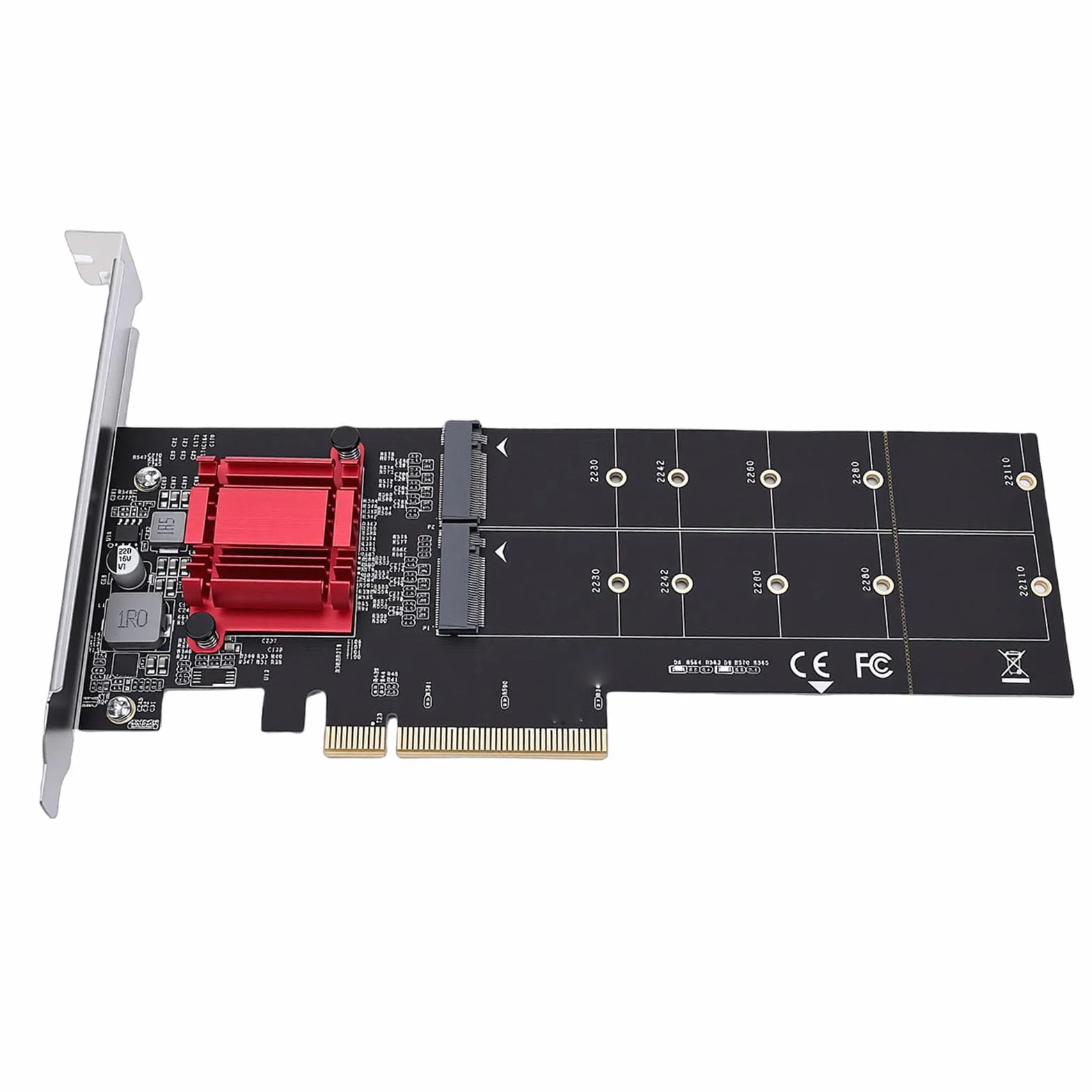 Bewinner Podwójny Adapter NVMe PCIe |Chipset ASM1812, 2 Gniazda M.2, Obsługa Dysków SSD 2230-22110, prędkość PCIe 3.1 X4, zgodność Programowa z RAID