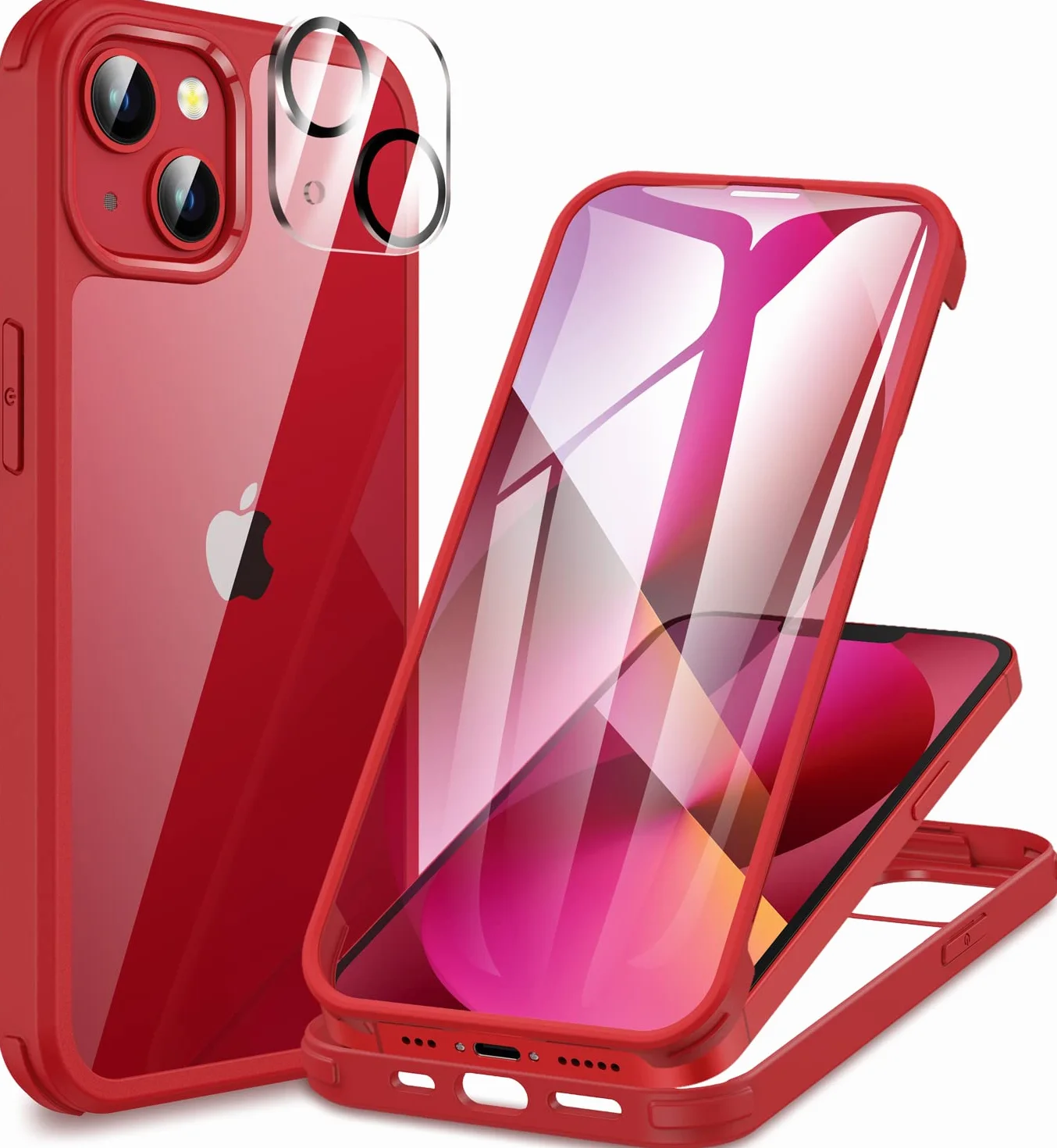 CENHUFO Etui ochronne do iPhone 13 Mini, etui ochronne 360 stopni z wbudowanym szkłem pancernym 9H, ochrona wyświetlacza i ochrona aparatu, odporne na uderzenia, etui typu bumper, etui na telefon